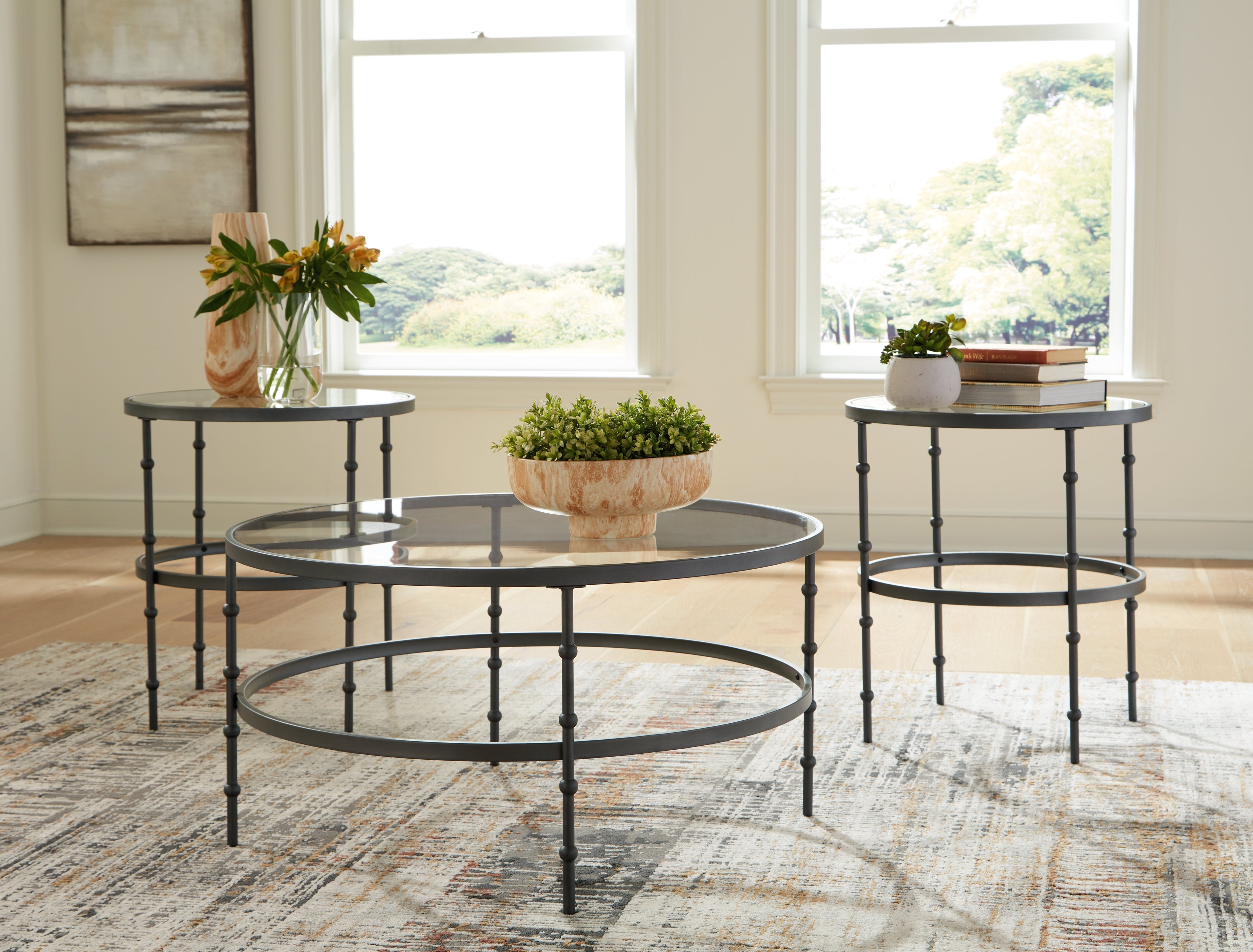 Prime Furniture - Ashley Furniture - Kellyco Table (Set of 3) - Occasional Table Set (3/CN) / Gunmetal - T246-13