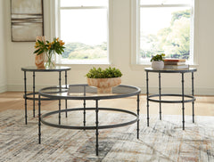 Prime Furniture - Ashley Furniture - Kellyco Table (Set of 3) - Occasional Table Set (3/CN) / Gunmetal - T246-13