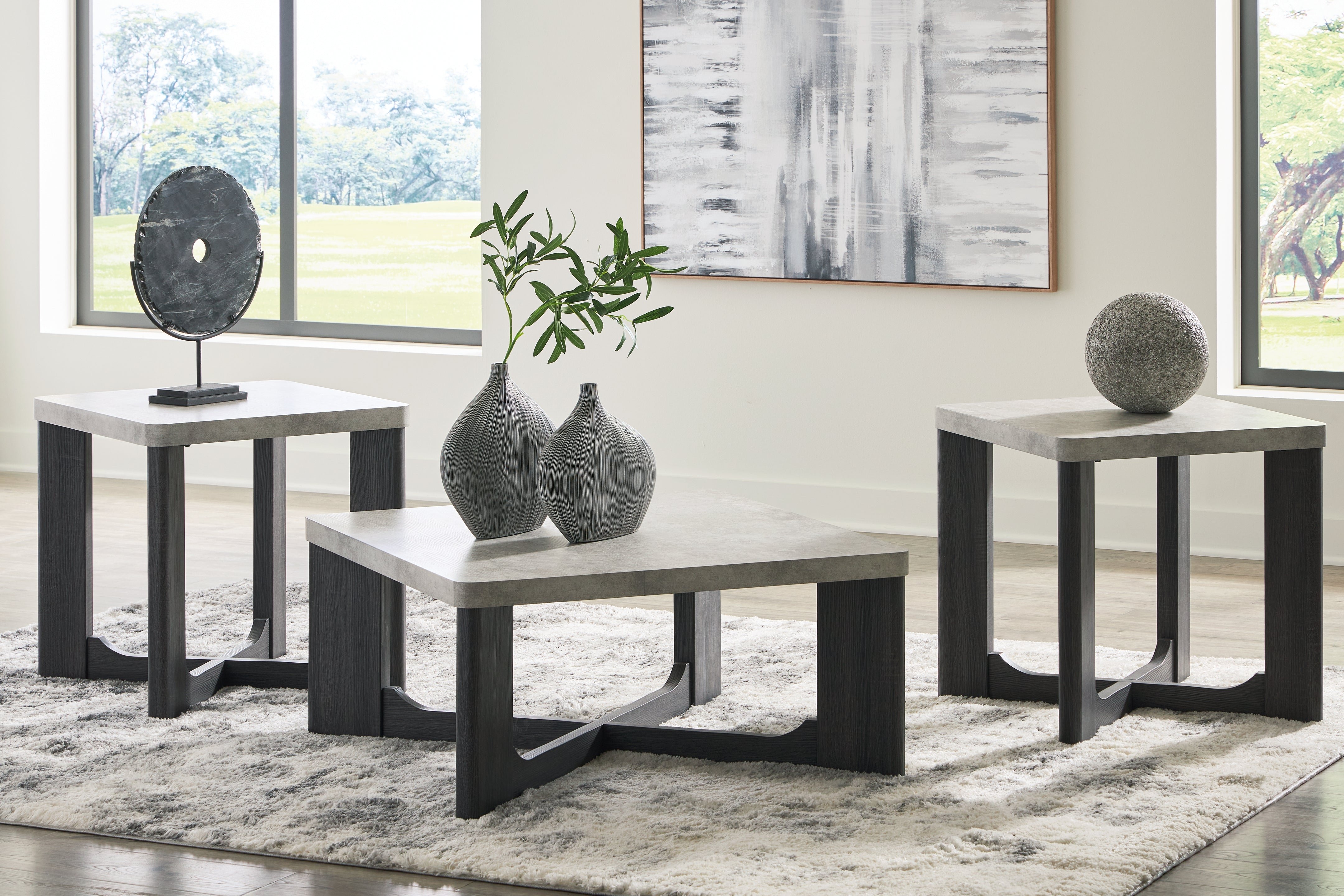 Prime Furniture - Ashley Furniture - Sharstorm Table (Set of 3) - Occasional Table Set (3/CN) / Two-tone Gray - T251-13