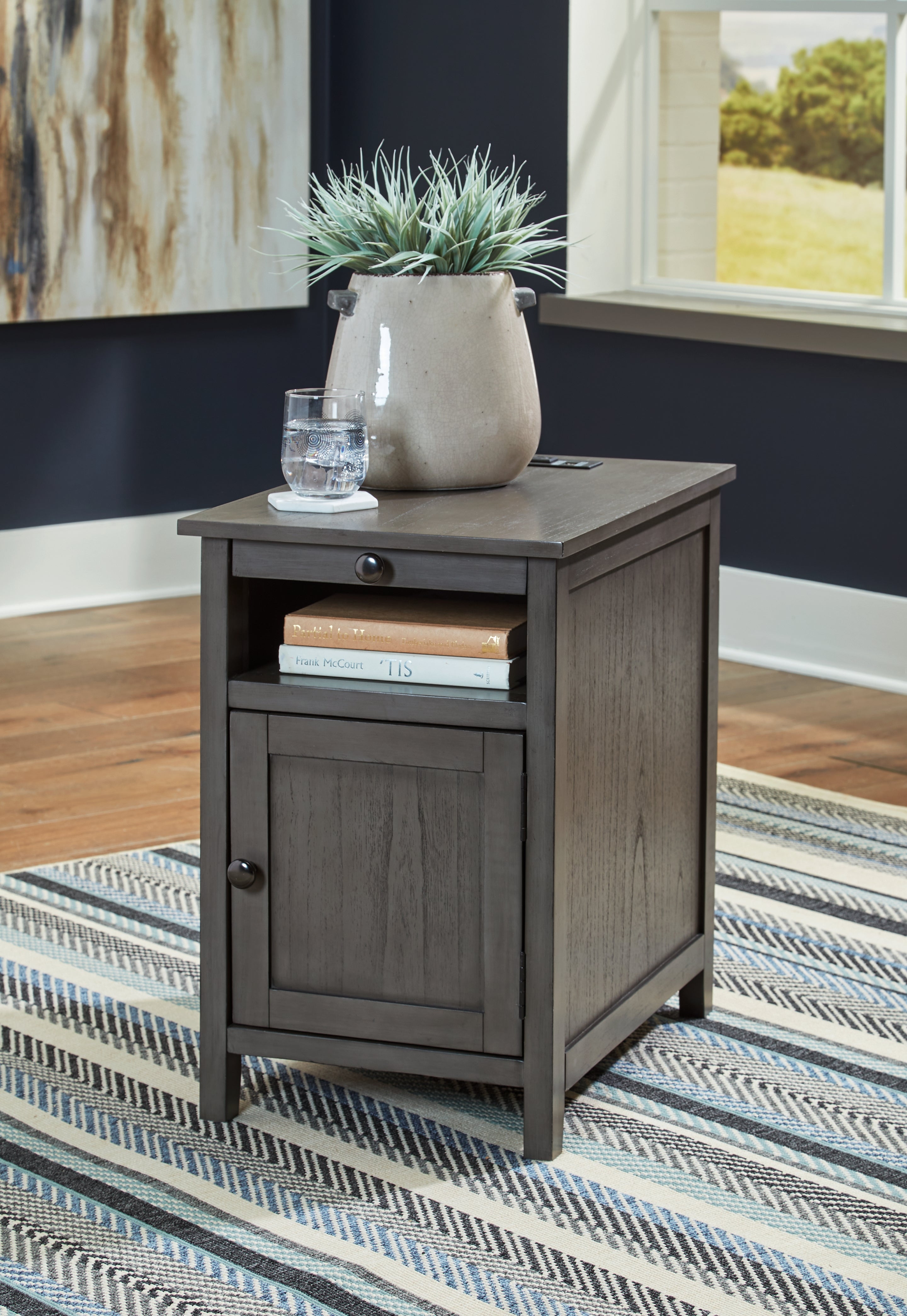 Prime Furniture - Ashley Furniture - Treytown Chairside End Table - Chair Side End Table / Gray - T300-317
