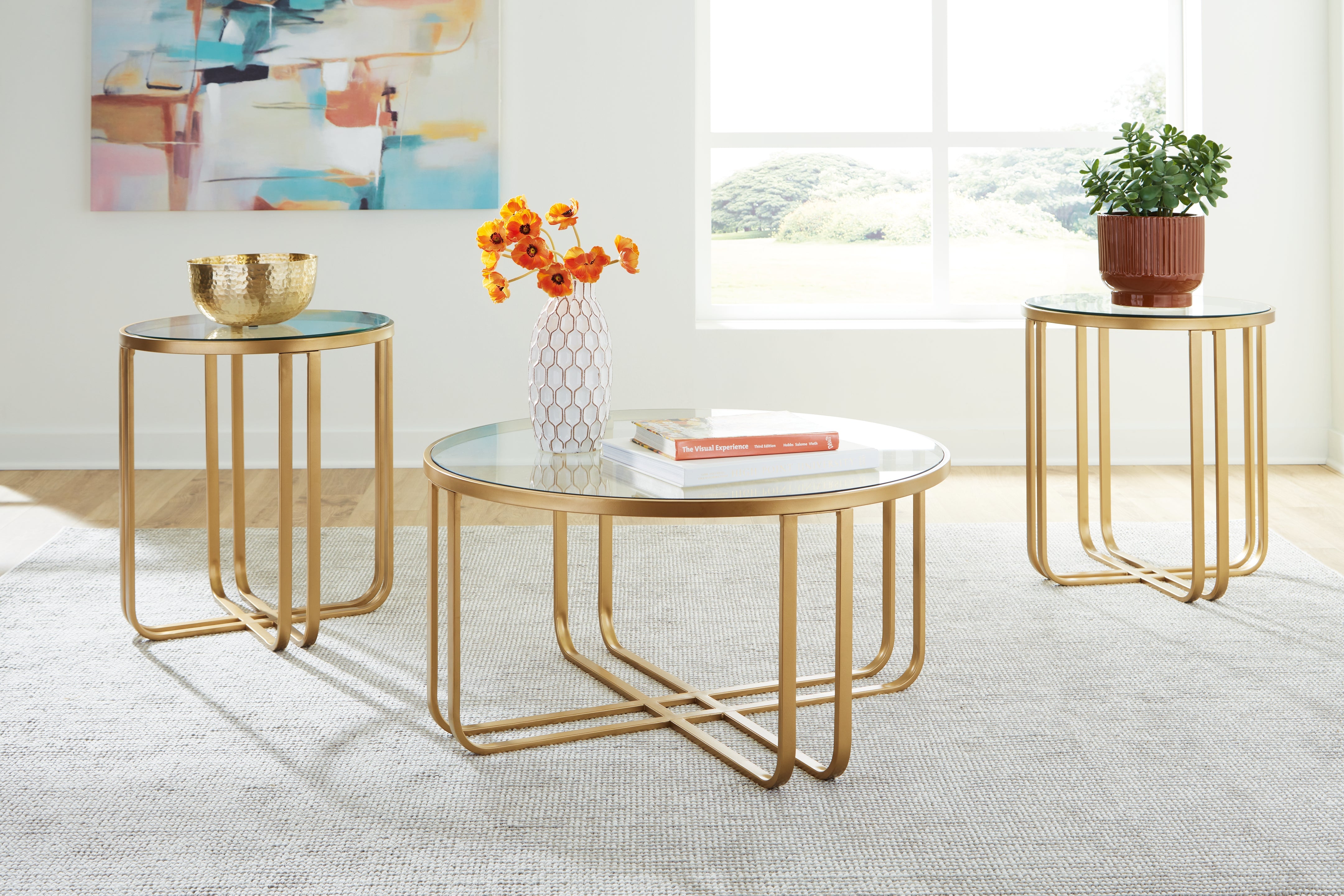 Prime Furniture - Ashley Furniture - Milloton Table (Set of 3) - Occasional Table Set (3/CN) / Gold - T398-13