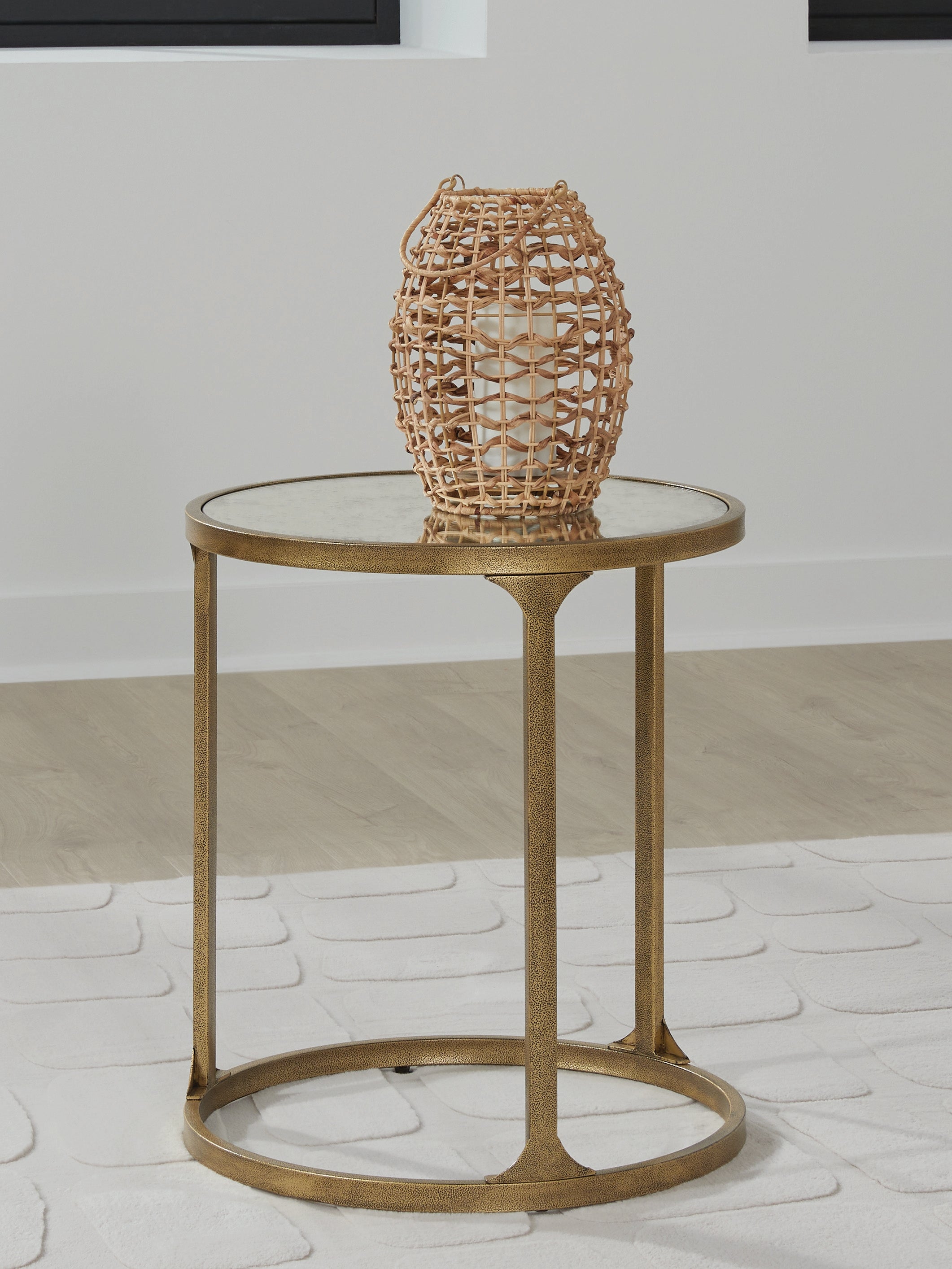 Prime Furniture - Ashley Furniture - Korajane End Table - Round End Table / Antique Gold - T399-6