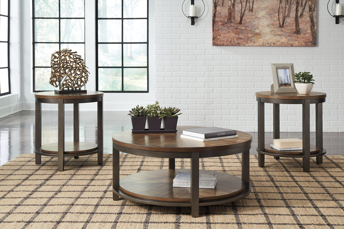 Prime Furniture - Ashley Furniture - Roybeck Table (Set of 3) - Occasional Table Set (3/CN) / Light Brown/Bronze - T411-13