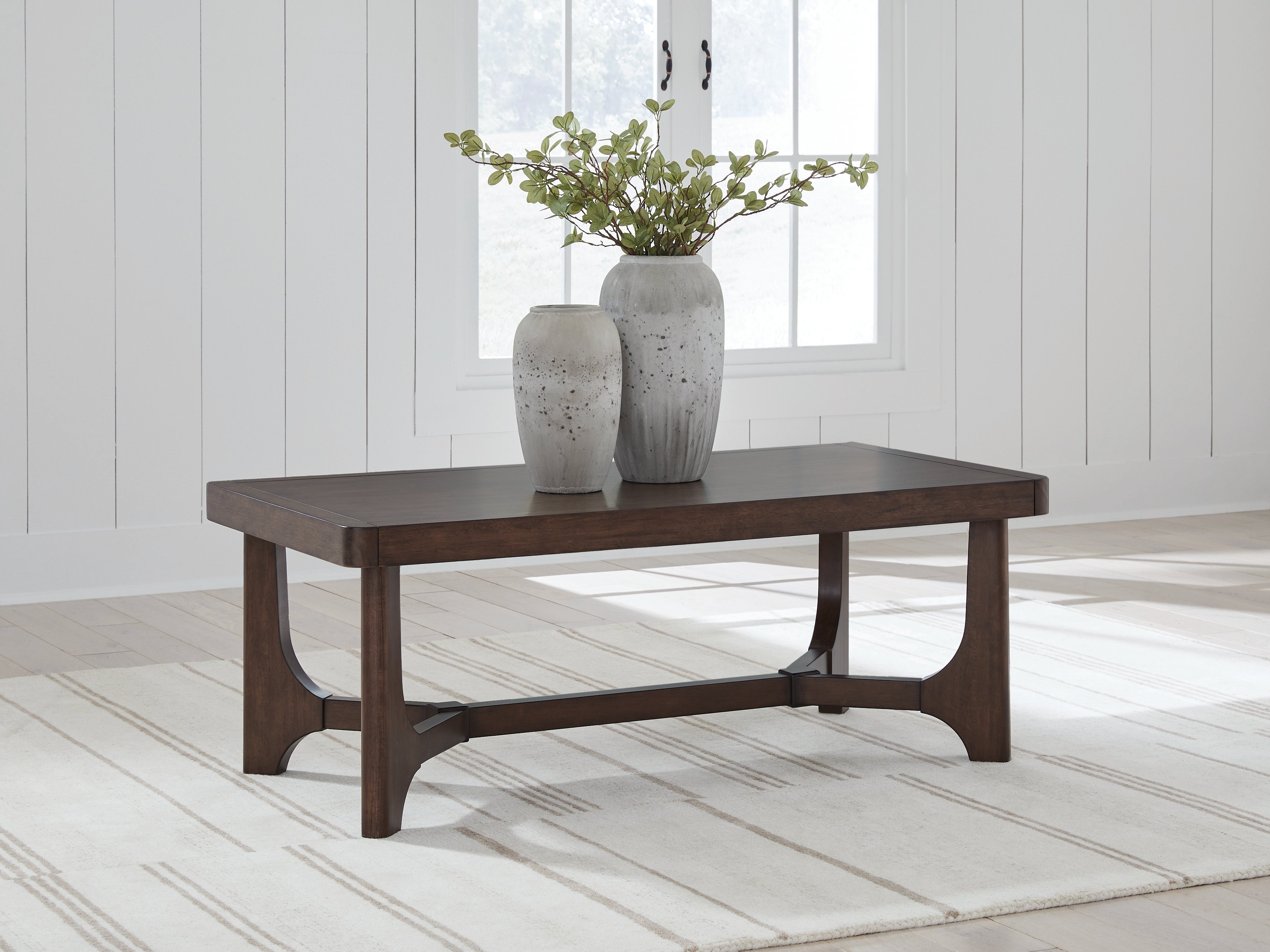 Prime Furniture - Ashley Furniture - Korestone Coffee Table - Rectangular Cocktail Table / Dark Brown - T438-1
