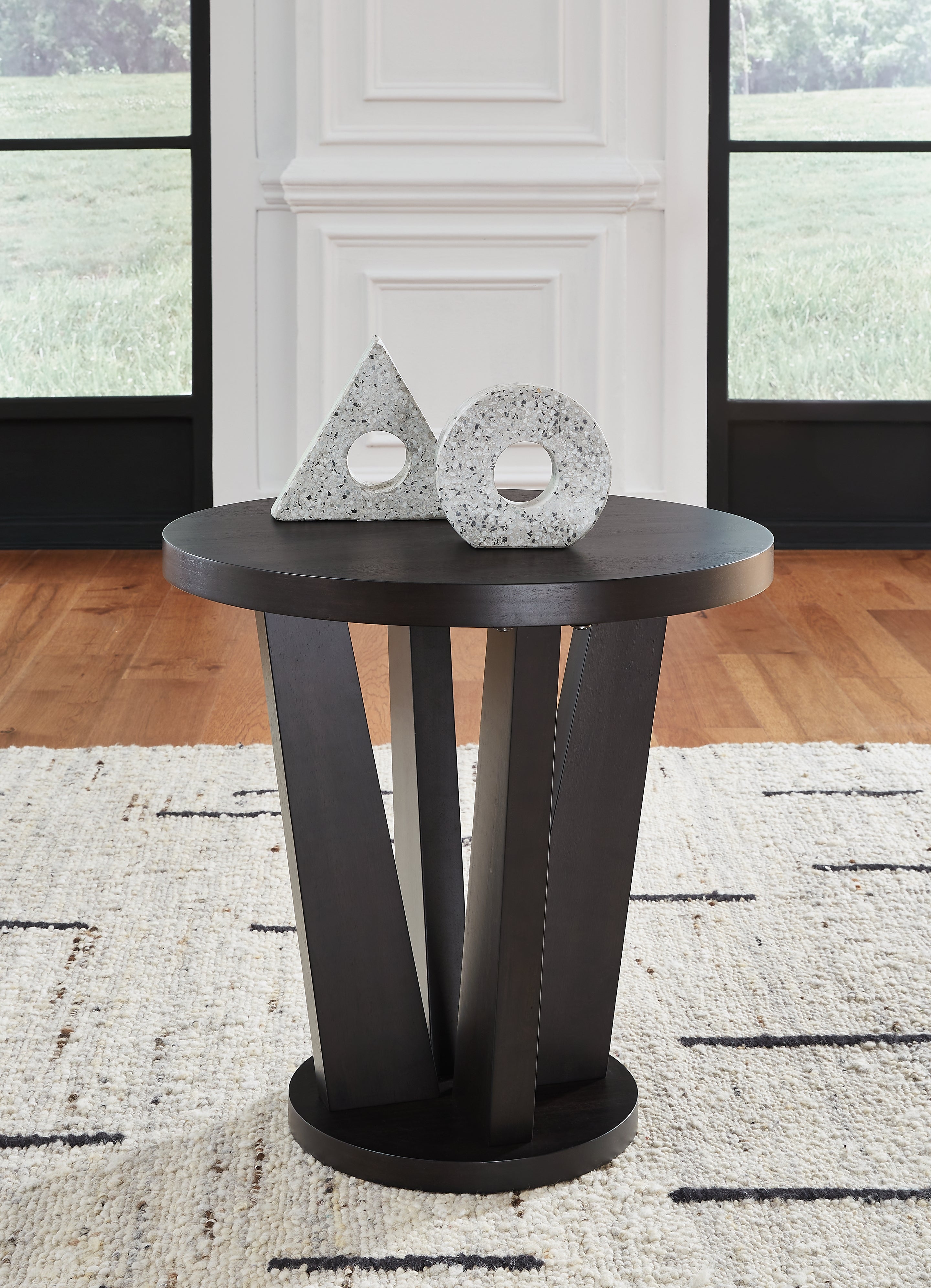 Prime Furniture - Ashley Furniture - Chasinfield End Table - Round End Table / Dark Brown - T458-6