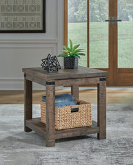 Prime Furniture - Ashley Furniture - Hollum End Table - Square End Table / Rustic Brown - T466-2