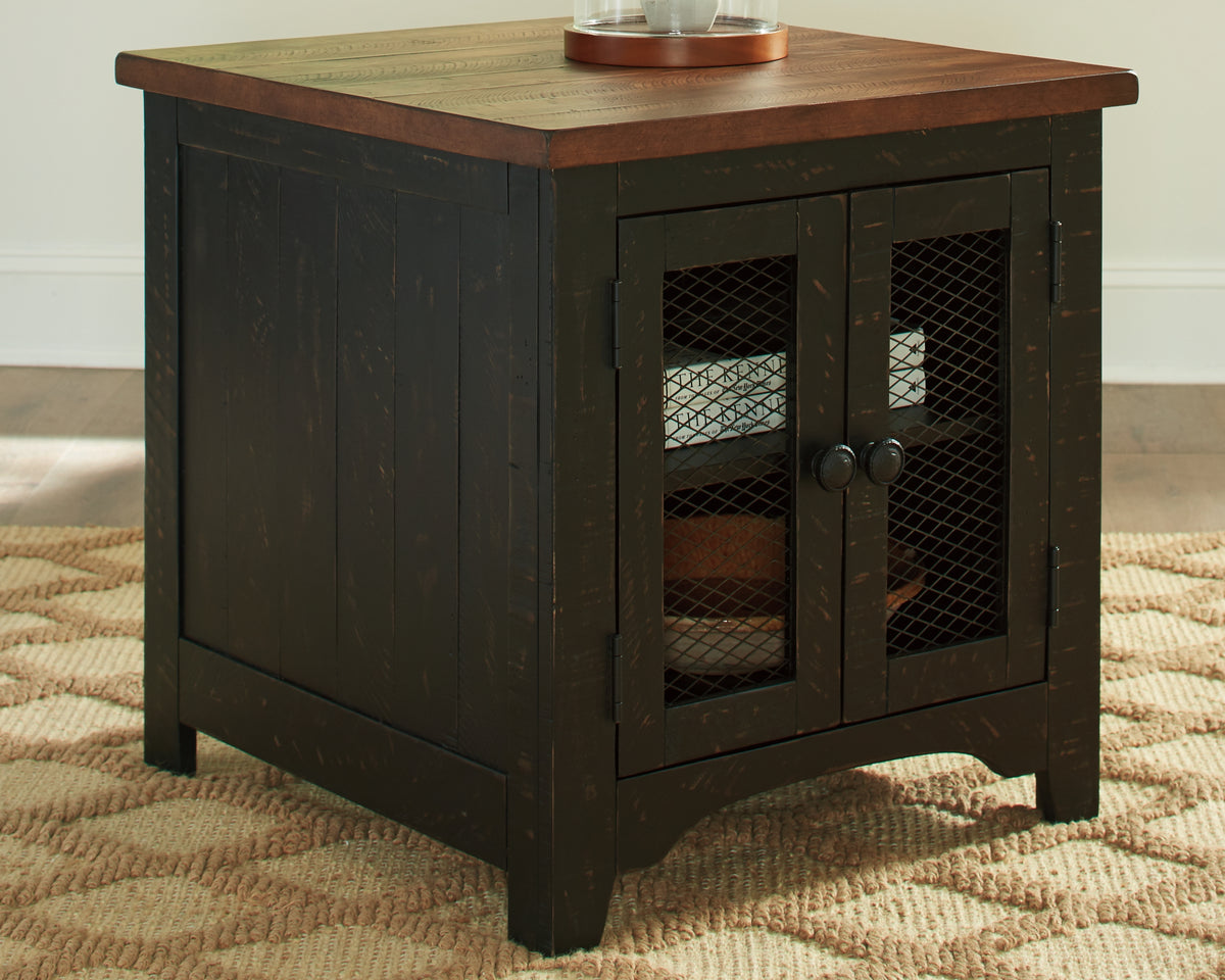 Prime Furniture - Ashley Furniture - Valebeck End Table - Rectangular End Table / Black/Brown - T468-3