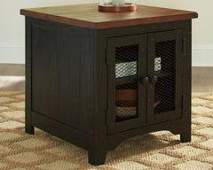 Prime Furniture - Ashley Furniture - Valebeck End Table - Rectangular End Table / Black/Brown - T468-3