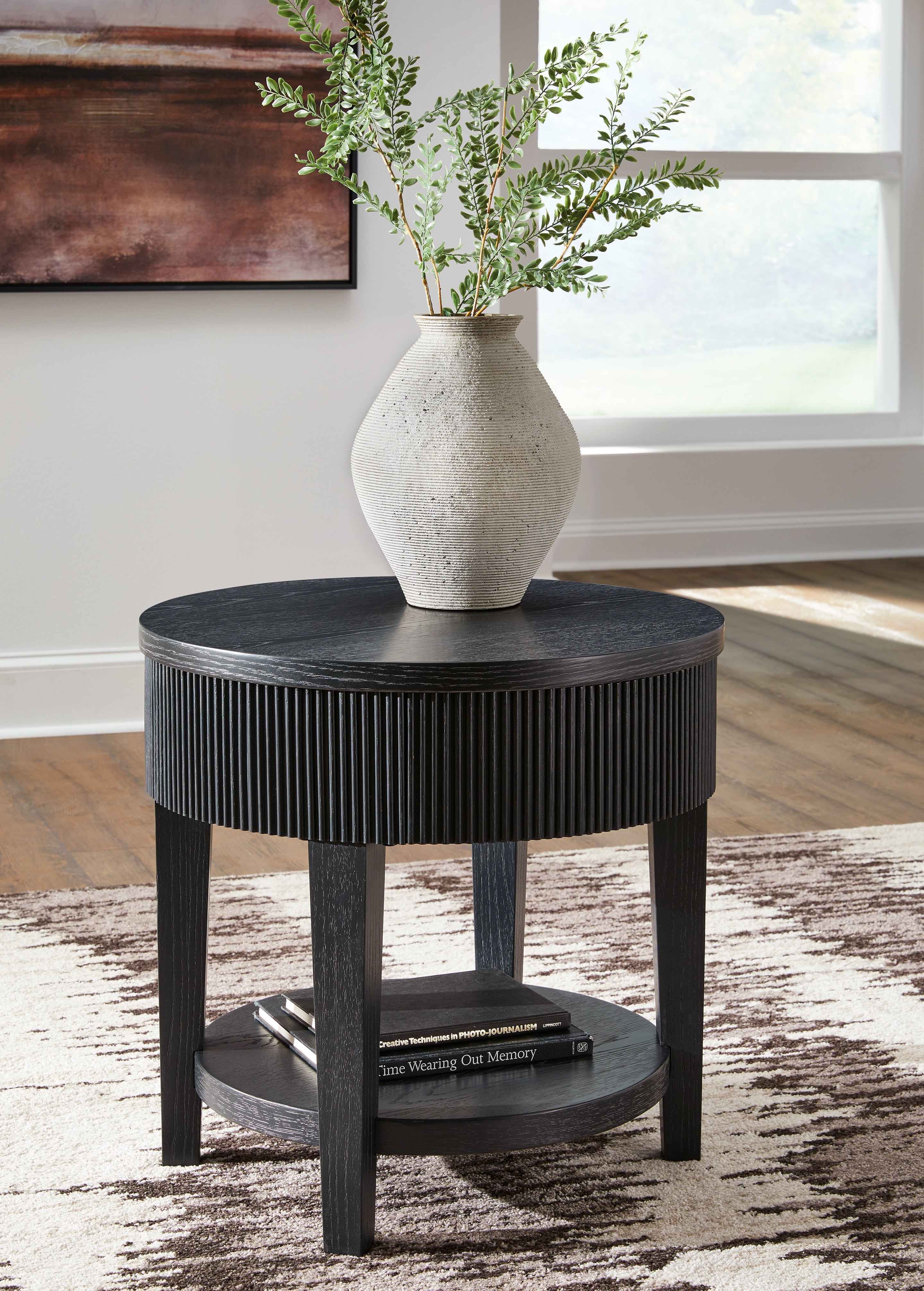 Prime Furniture - Ashley Furniture - Marstream End Table - Round End Table / Black - T551-6