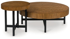 Prime Furniture - Ashley Furniture - Steenlage Table (Set of 2) - Occasional Table Set (Set of 2) / Brown/Black - T575-12