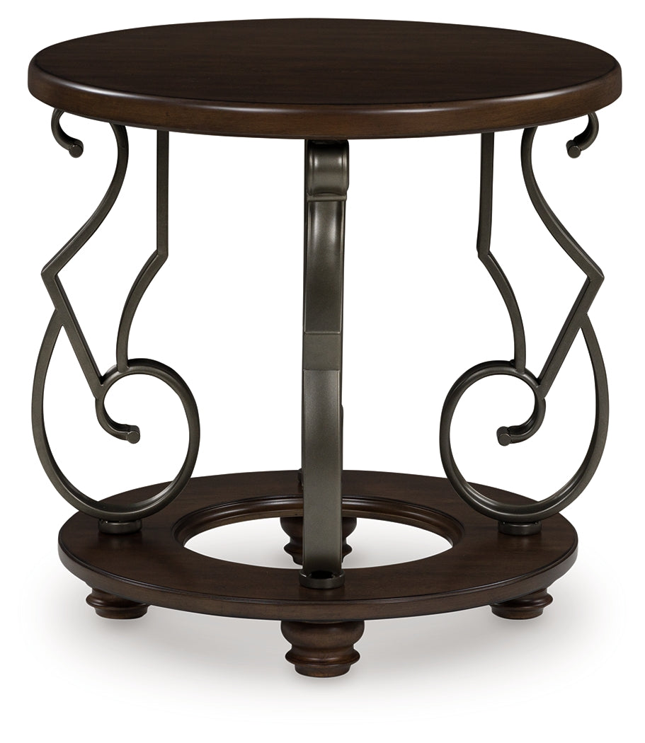 Prime Furniture - Ashley Furniture - Frallyn End Table - Round End Table / Dark Brown - T623-6