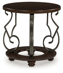 Prime Furniture - Ashley Furniture - Frallyn End Table - Round End Table / Dark Brown - T623-6