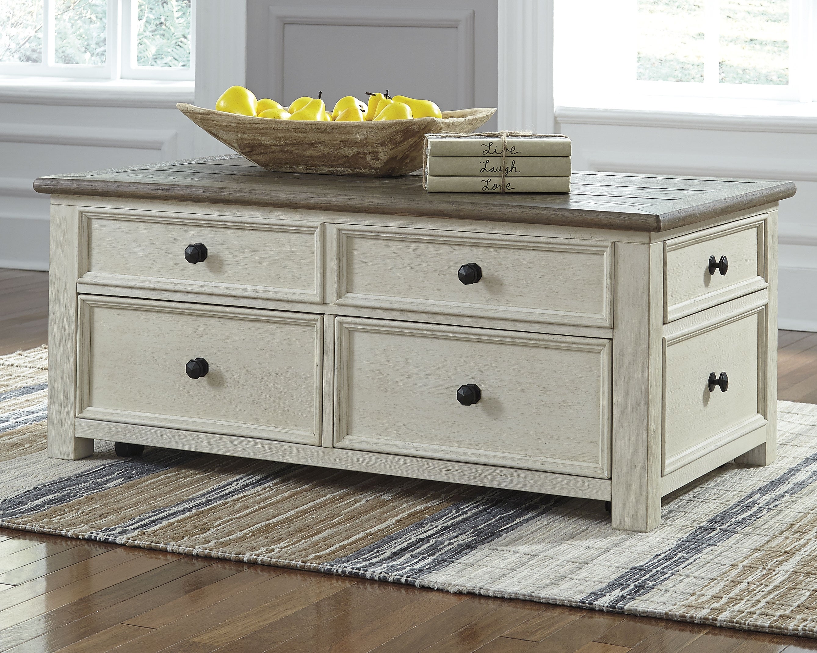 Prime Furniture - Ashley Furniture - Bolanburg Coffee Table with Lift Top - Lift Top Cocktail Table / Two-tone - T637-20