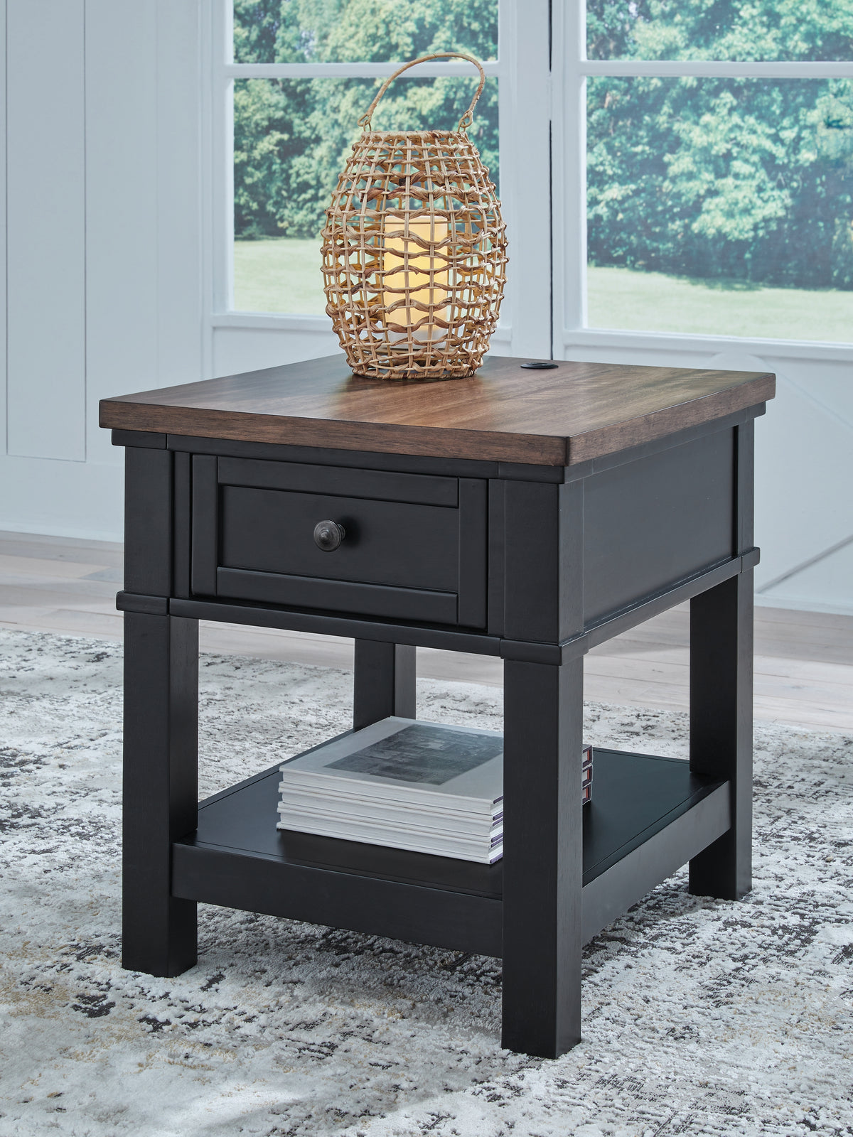 Prime Furniture - Ashley Furniture - Wildenauer End Table - Rectangular End Table / Brown/Black - T664-3
