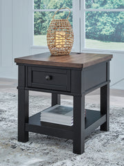 Prime Furniture - Ashley Furniture - Wildenauer End Table - Rectangular End Table / Brown/Black - T664-3