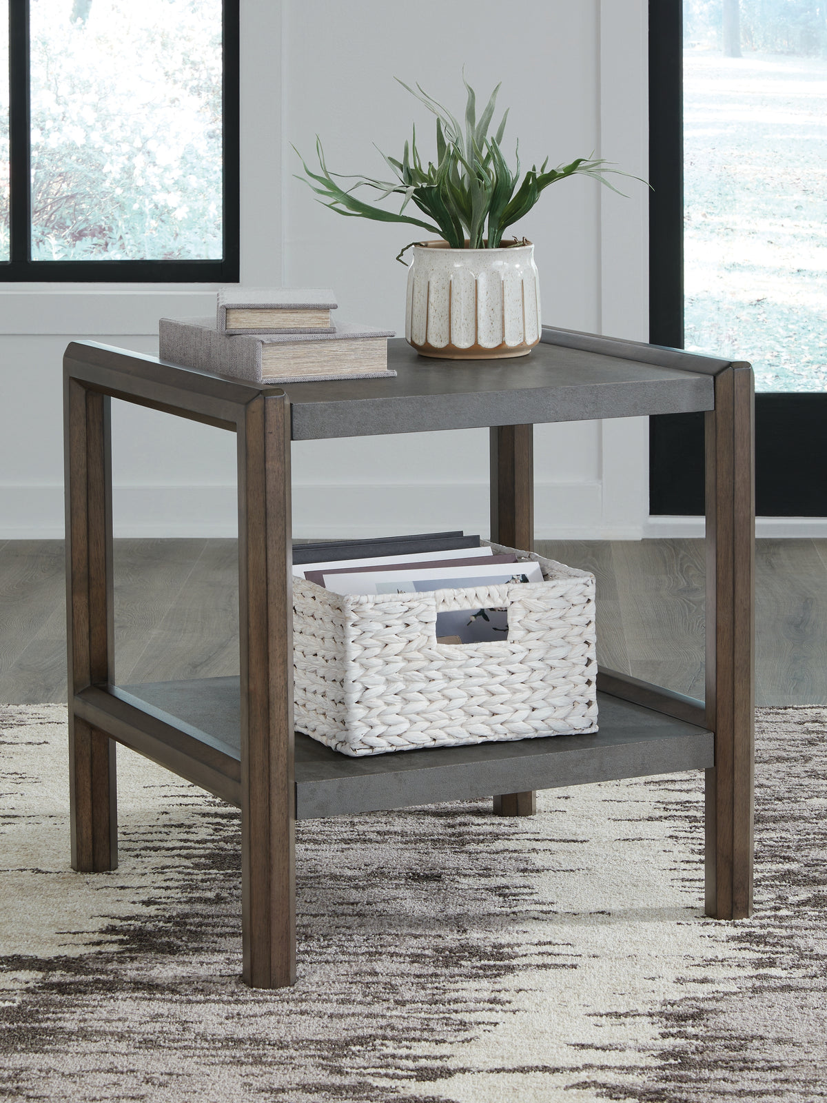 Prime Furniture - Ashley Furniture - Kallenny End Table - Rectangular End Table / Brown/Gray - T669-3