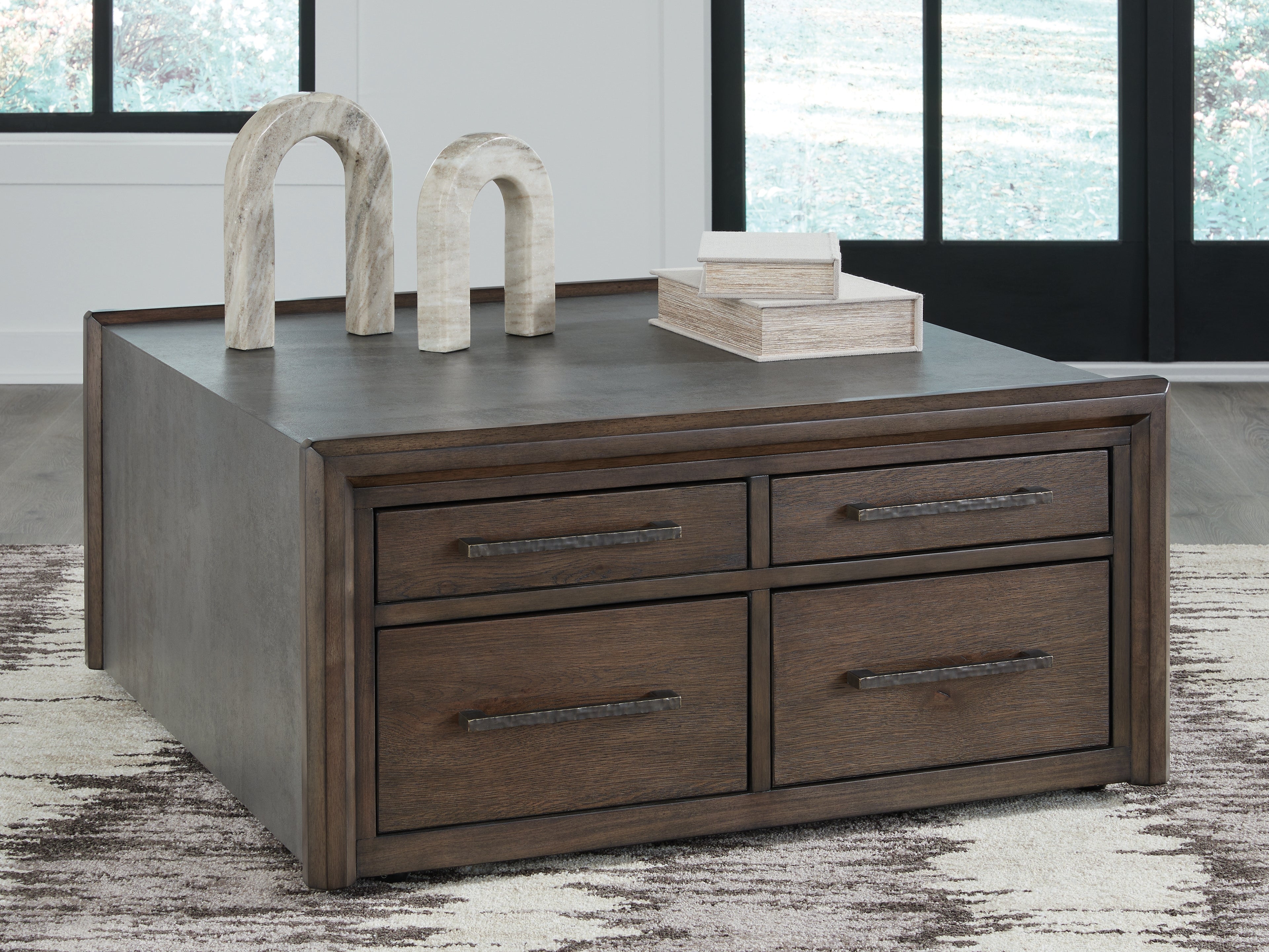 Prime Furniture - Ashley Furniture - Kallenny Coffee Table - Square Cocktail Table / Brown/Gray - T669-8