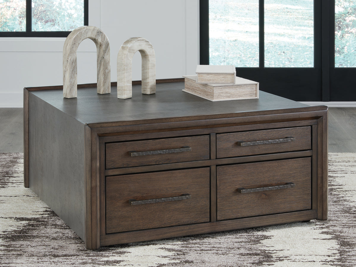 Prime Furniture - Ashley Furniture - Kallenny Coffee Table - Square Cocktail Table / Brown/Gray - T669-8