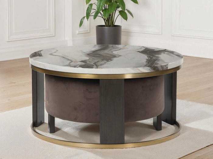 Prime Furniture - Ashley Furniture - Jazmore Nesting Coffee Table (Set of 2) - Nesting Cocktail Tables (Set of 2) / Brown/Brass Finish - T671-22