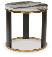 Prime Furniture - Ashley Furniture - Jazmore End Table - Round End Table / Brown/Brass Finish - T671-6
