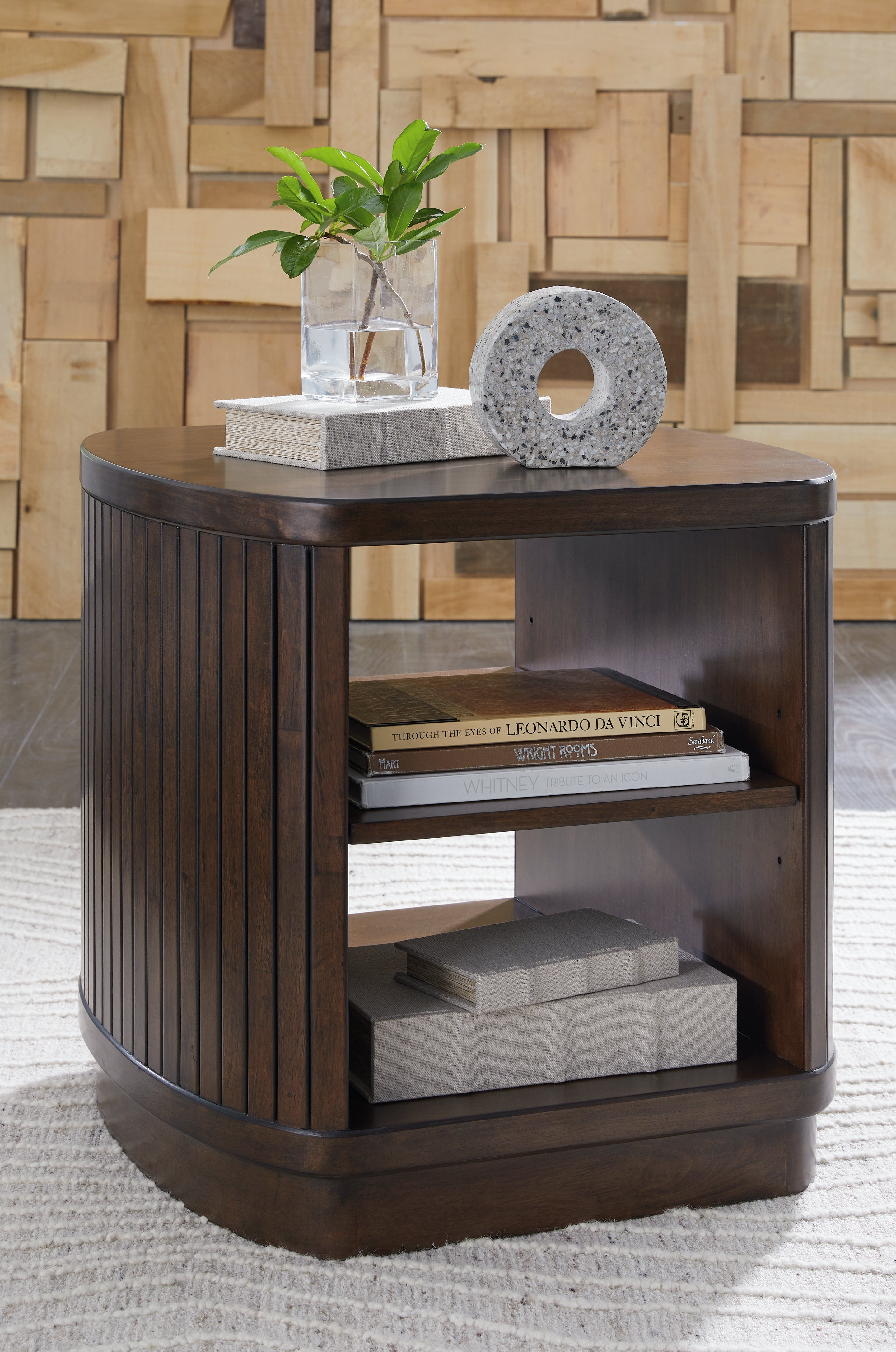 Prime Furniture - Ashley Furniture - Korestone End Table - Square End Table / Dark Brown - T679-2