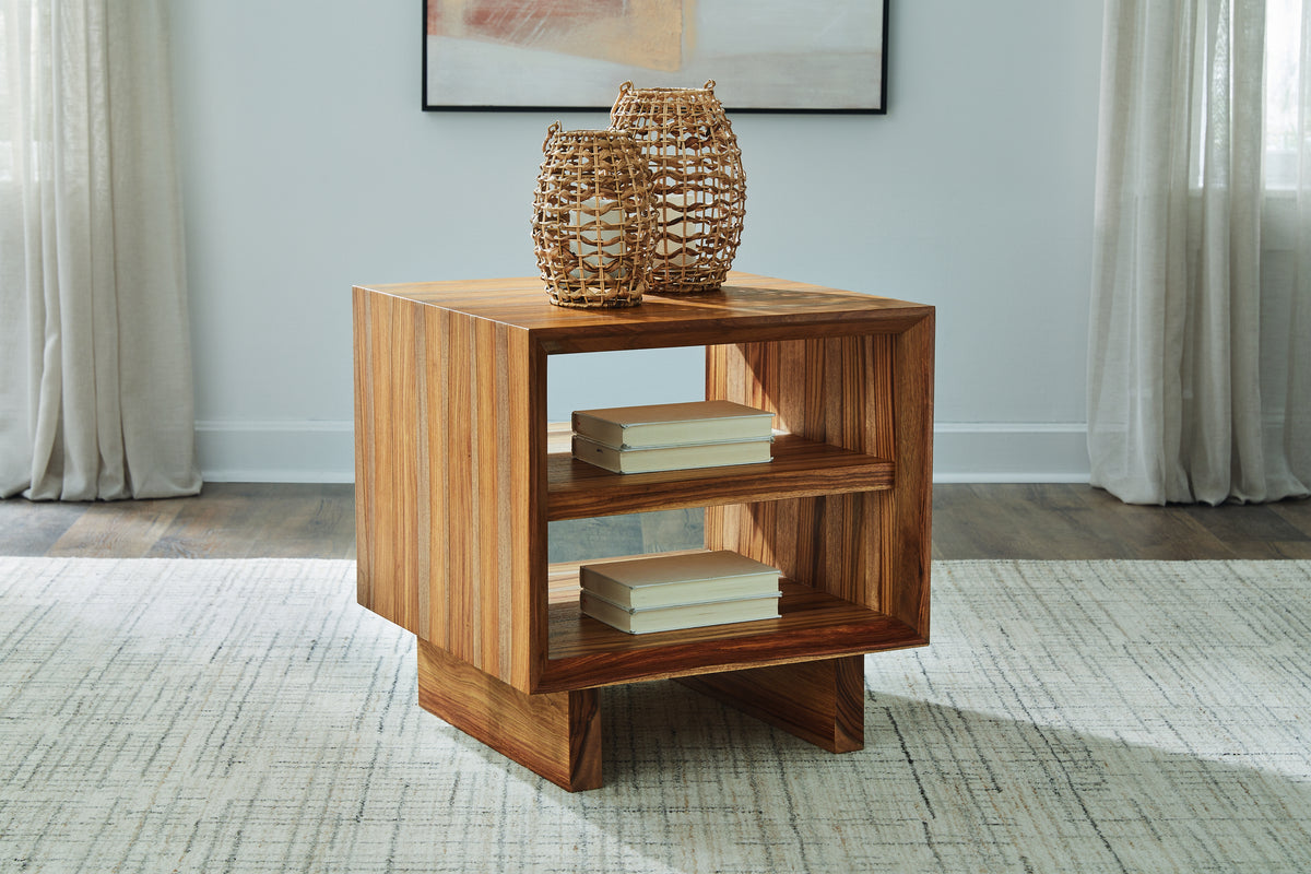 Prime Furniture - Ashley Furniture - Dressonni End Table - Square End Table / Brown - T690-2