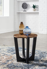 Prime Furniture - Ashley Furniture - Hanneforth End Table - Round End Table / Brown/Black - T726-6
