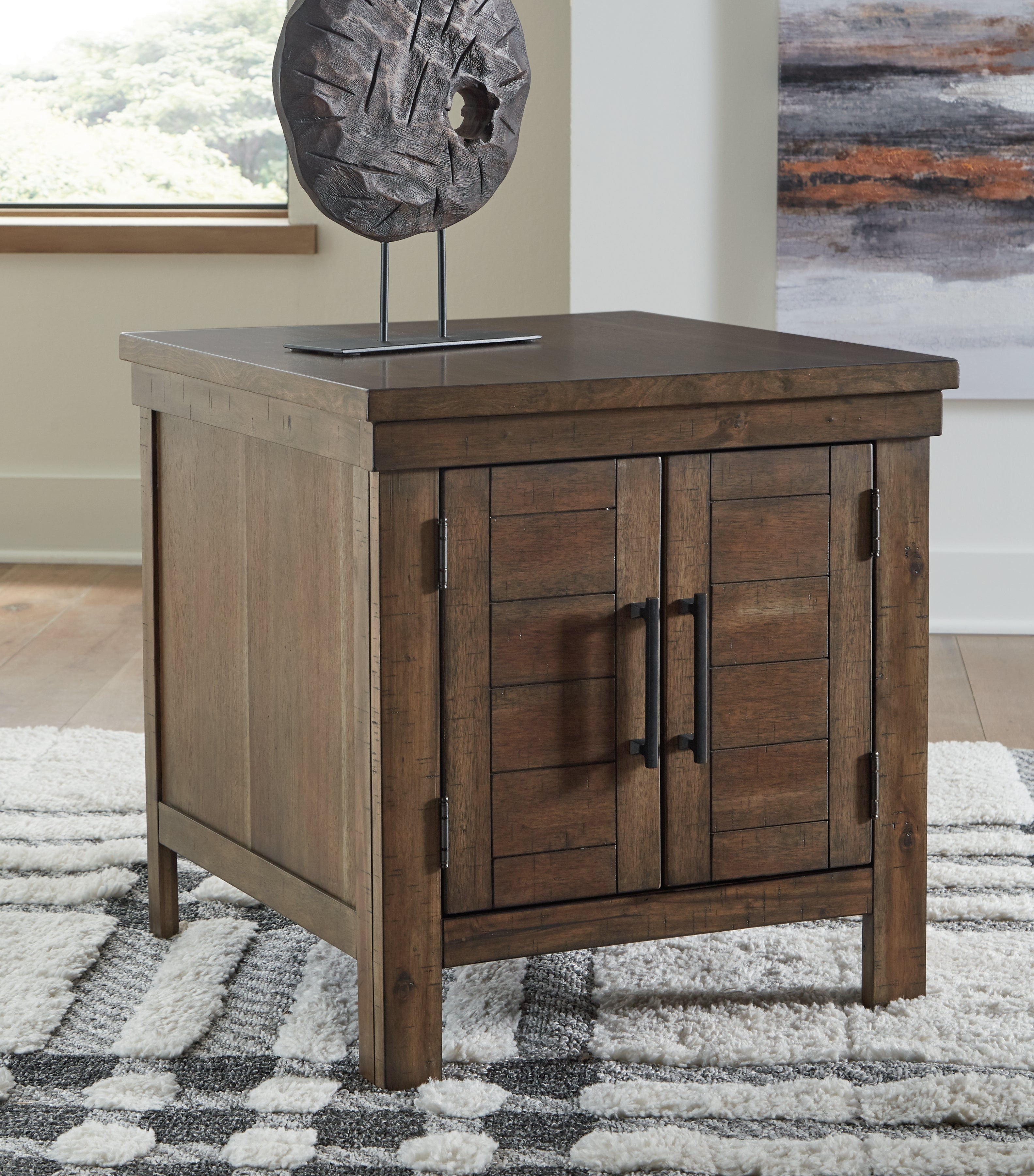 Prime Furniture - Ashley Furniture - Moriville End Table - Rectangular End Table / Grayish Brown - T731-3