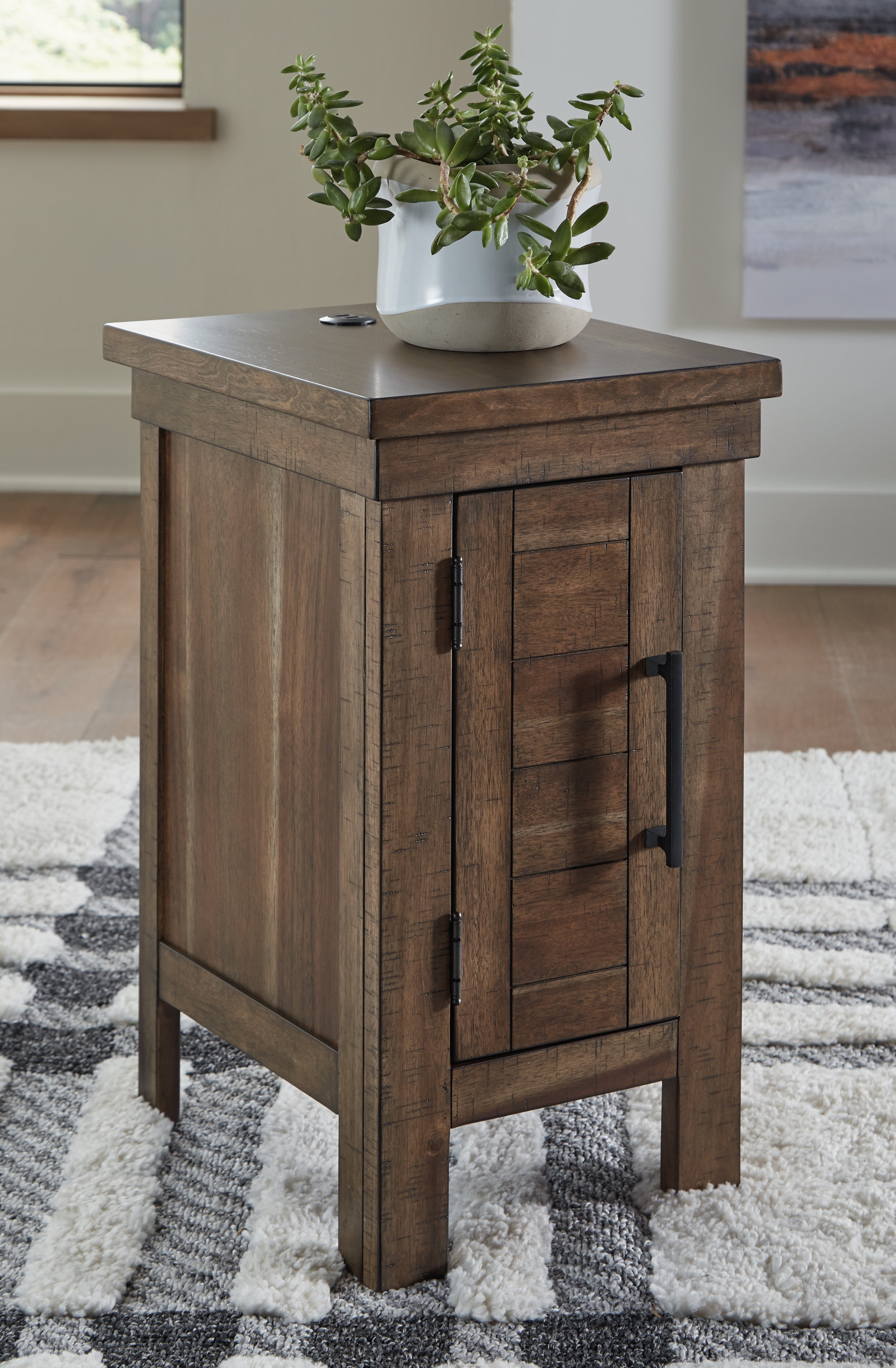 Prime Furniture - Ashley Furniture - Moriville Chairside End Table - Chair Side End Table / Grayish Brown - T731-7