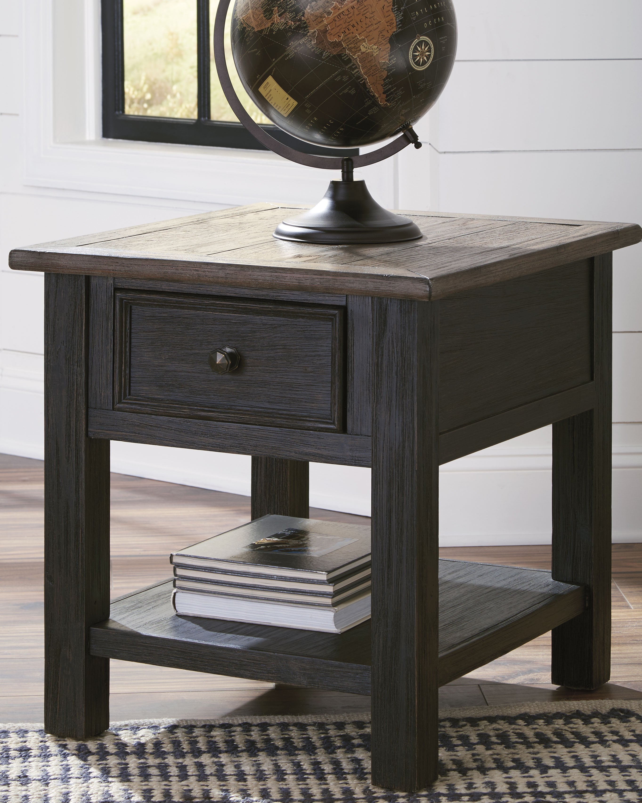 Prime Furniture - Ashley Furniture - Tyler Creek End Table - Rectangular End Table / Grayish Brown/Black - T736-3