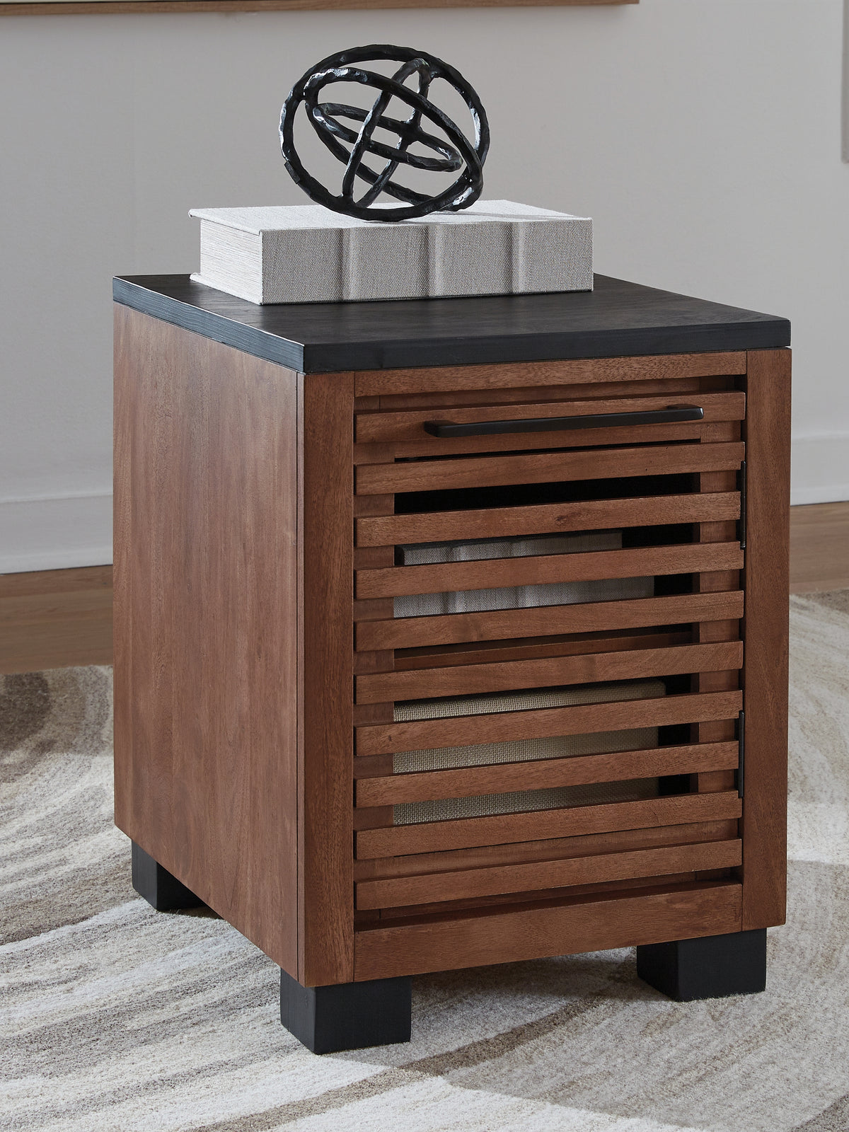 Prime Furniture - Ashley Furniture - Kallari Chairside End Table - Chair Side End Table / Warm Brown/Black - T737-7