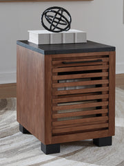 Prime Furniture - Ashley Furniture - Kallari Chairside End Table - Chair Side End Table / Warm Brown/Black - T737-7