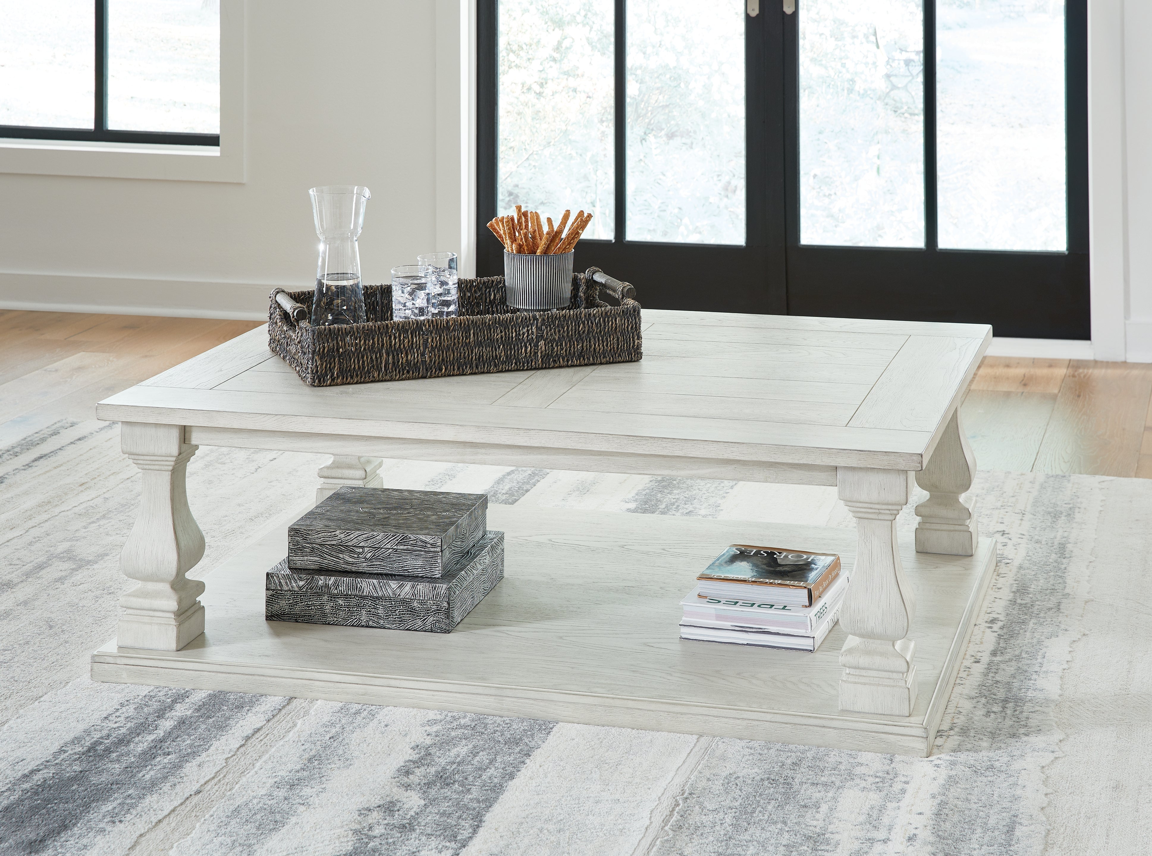 Prime Furniture - Ashley Furniture - Arlendyne Coffee Table - Rectangular Cocktail Table / Antique White - T747-1