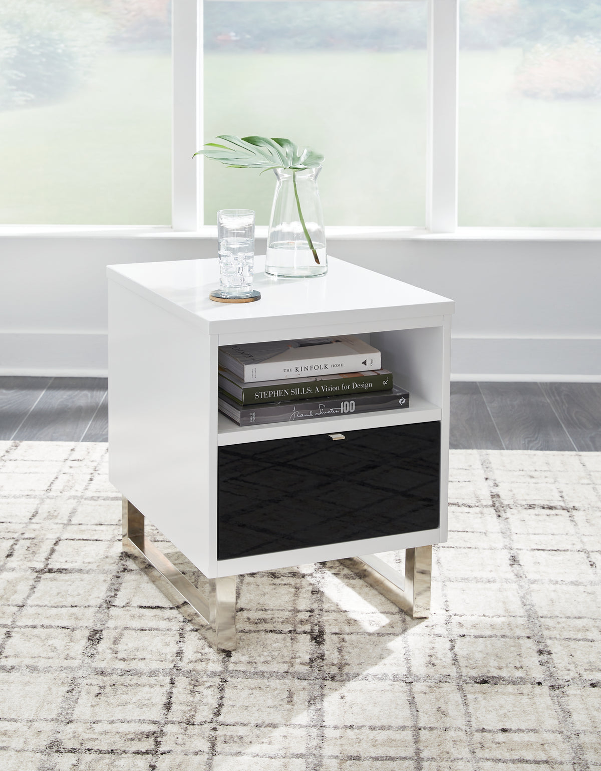 Prime Furniture - Ashley Furniture - Gardoni Chairside End Table - Chair Side End Table / White/Black - T756-7