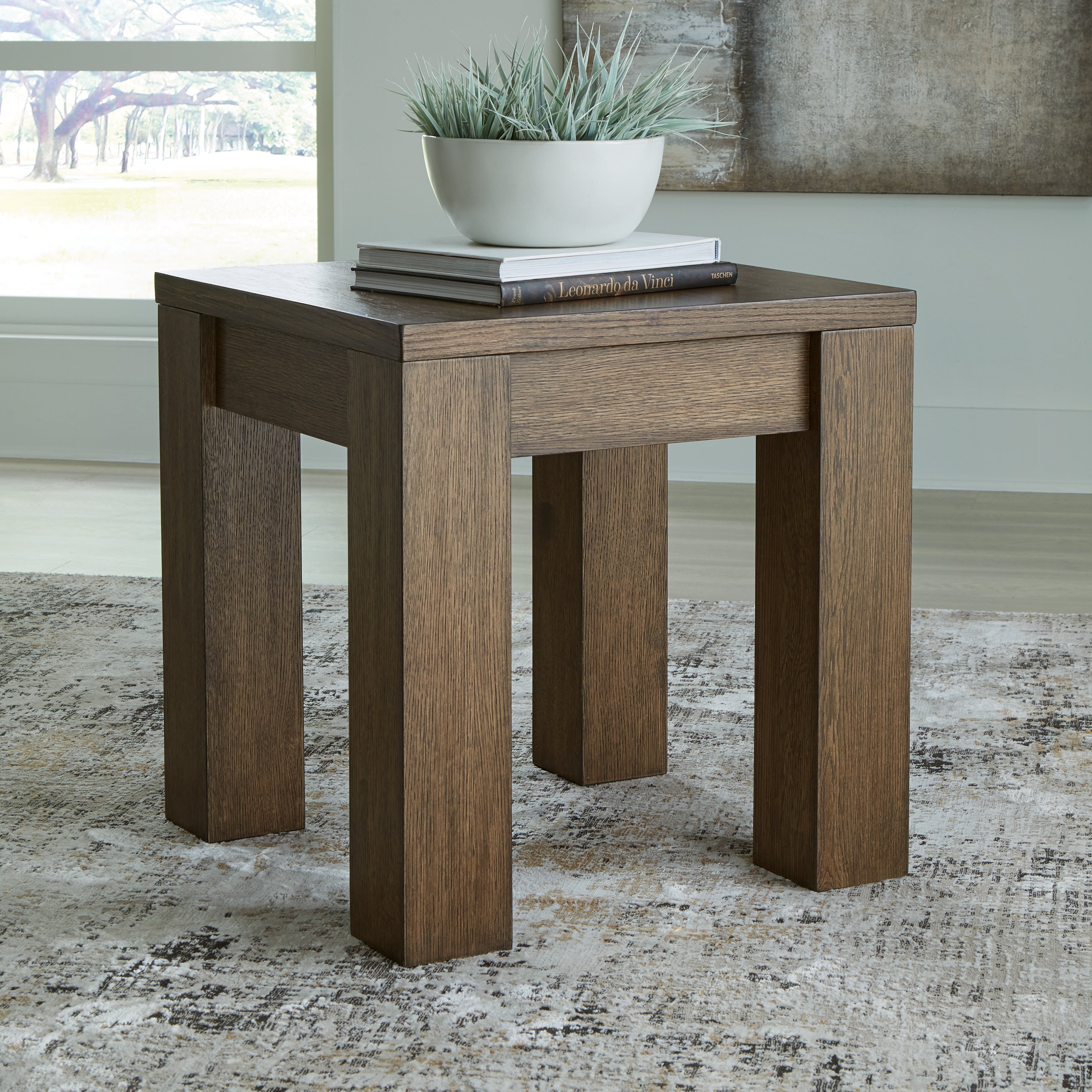 Prime Furniture - Ashley Furniture - Rosswain End Table - Square End Table / Warm Brown - T763-2