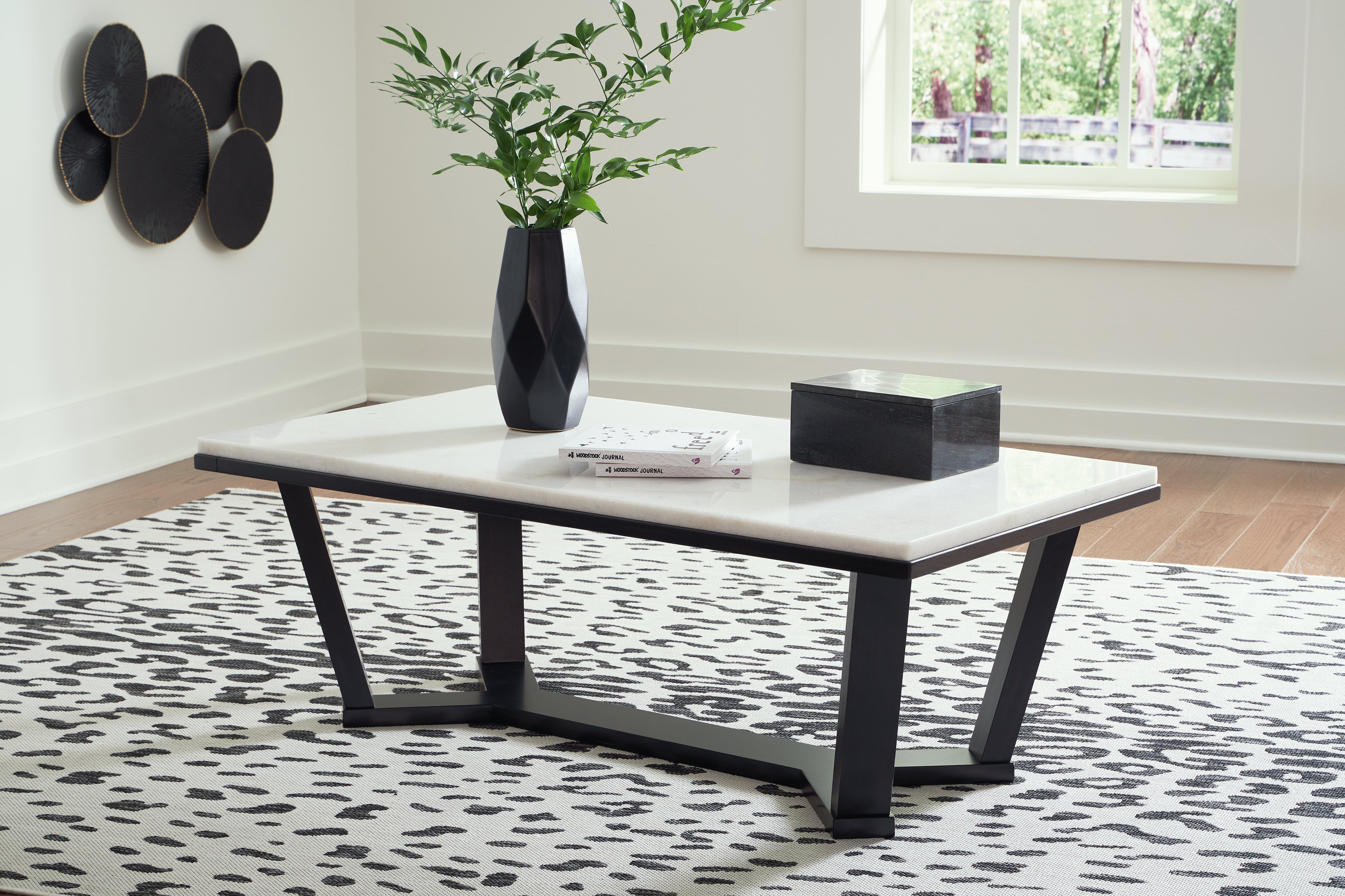 Prime Furniture - Ashley Furniture - Fostead Coffee Table - Rectangular Cocktail Table / White/Espresso - T770-1