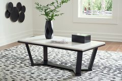 Prime Furniture - Ashley Furniture - Fostead Coffee Table - Rectangular Cocktail Table / White/Espresso - T770-1