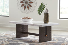Prime Furniture - Ashley Furniture - Burkhaus Coffee Table - Rectangular Cocktail Table / White/Dark Brown - T779-1