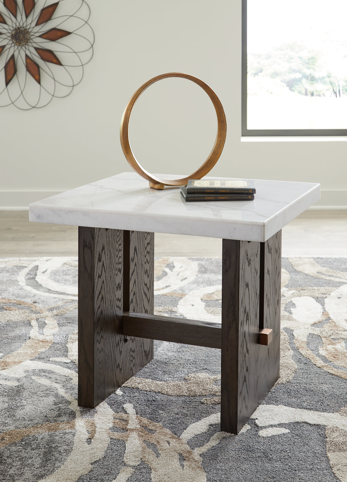 Prime Furniture - Ashley Furniture - Burkhaus End Table - Rectangular End Table / White/Dark Brown - T779-3