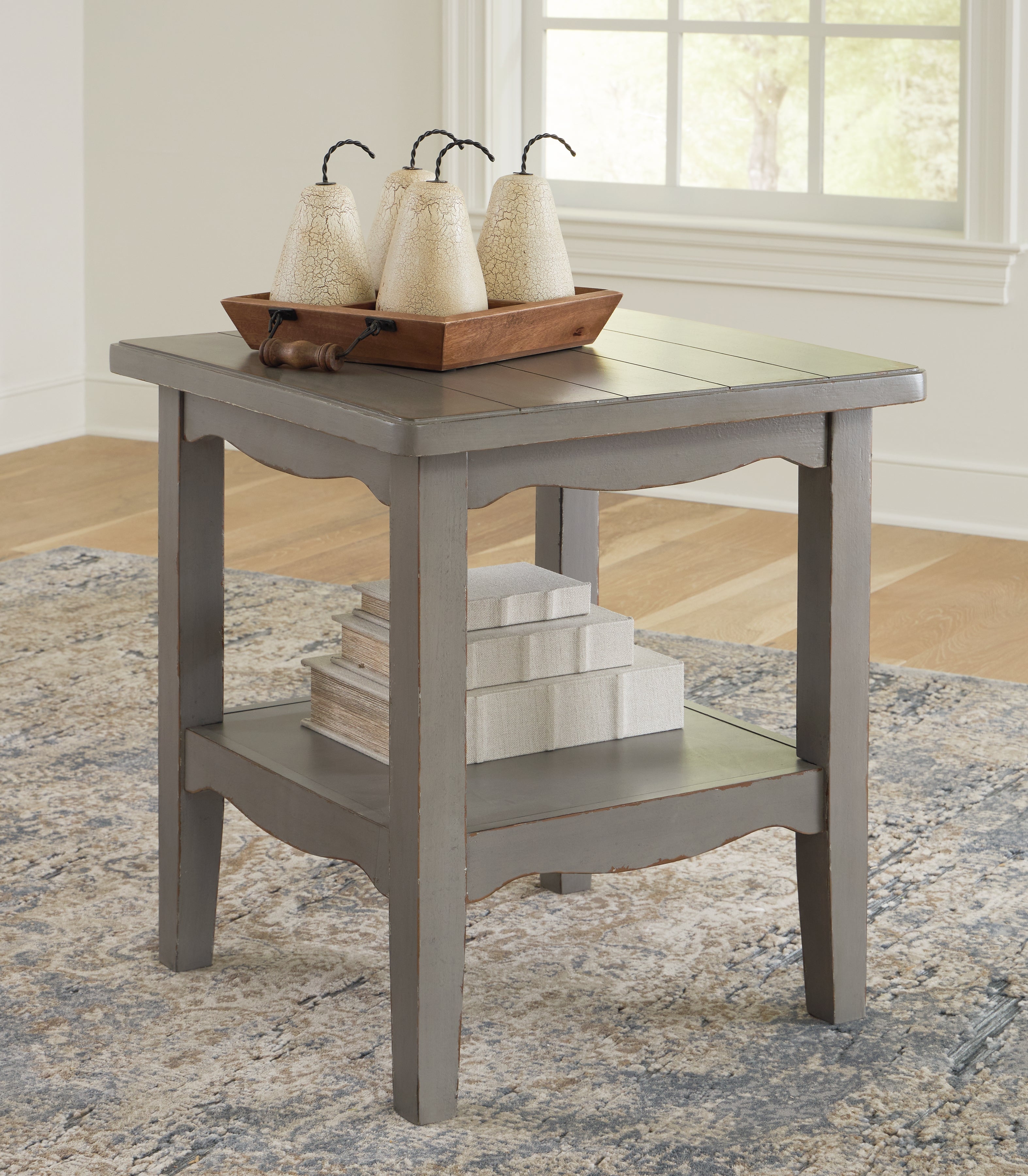 Prime Furniture - Ashley Furniture - Charina End Table - Square End Table / Antique Gray - T784-2