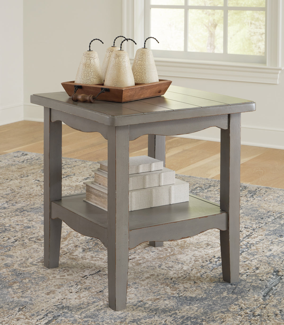 Prime Furniture - Ashley Furniture - Charina End Table - Square End Table / Antique Gray - T784-2