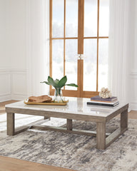 Prime Furniture - Ashley Furniture - Loyaska Coffee Table - Rectangular Cocktail Table / Brown/Ivory - T789-1