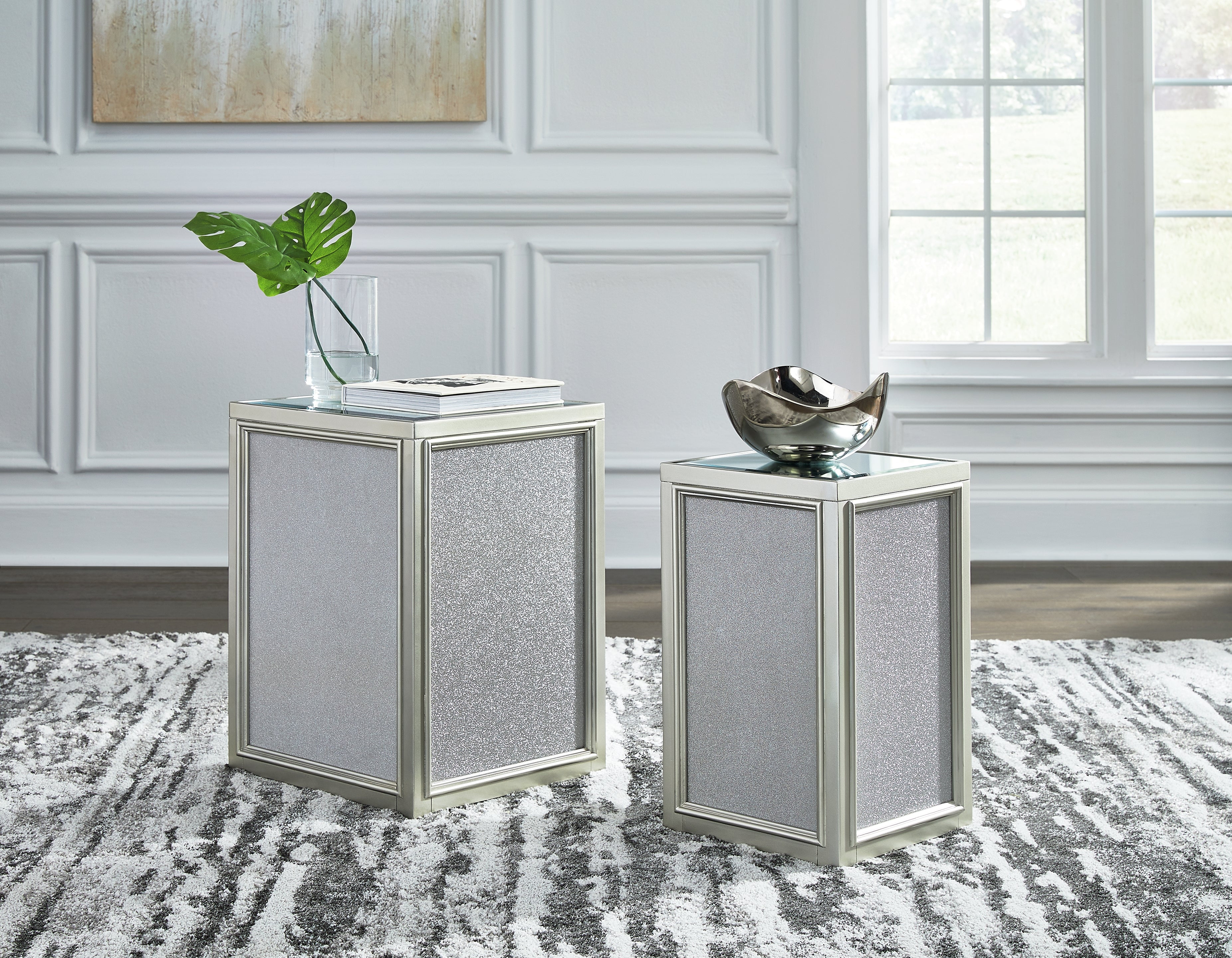Prime Furniture - Ashley Furniture - Traleena Nesting End Table (Set of 2) - Nesting End Tables (Set of 2) / Silver Finish - T957-16