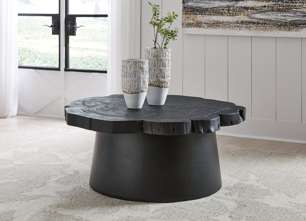 Prime Furniture - Ashley Furniture - Wimbell Coffee Table - Round Cocktail Table / Black - T970-8