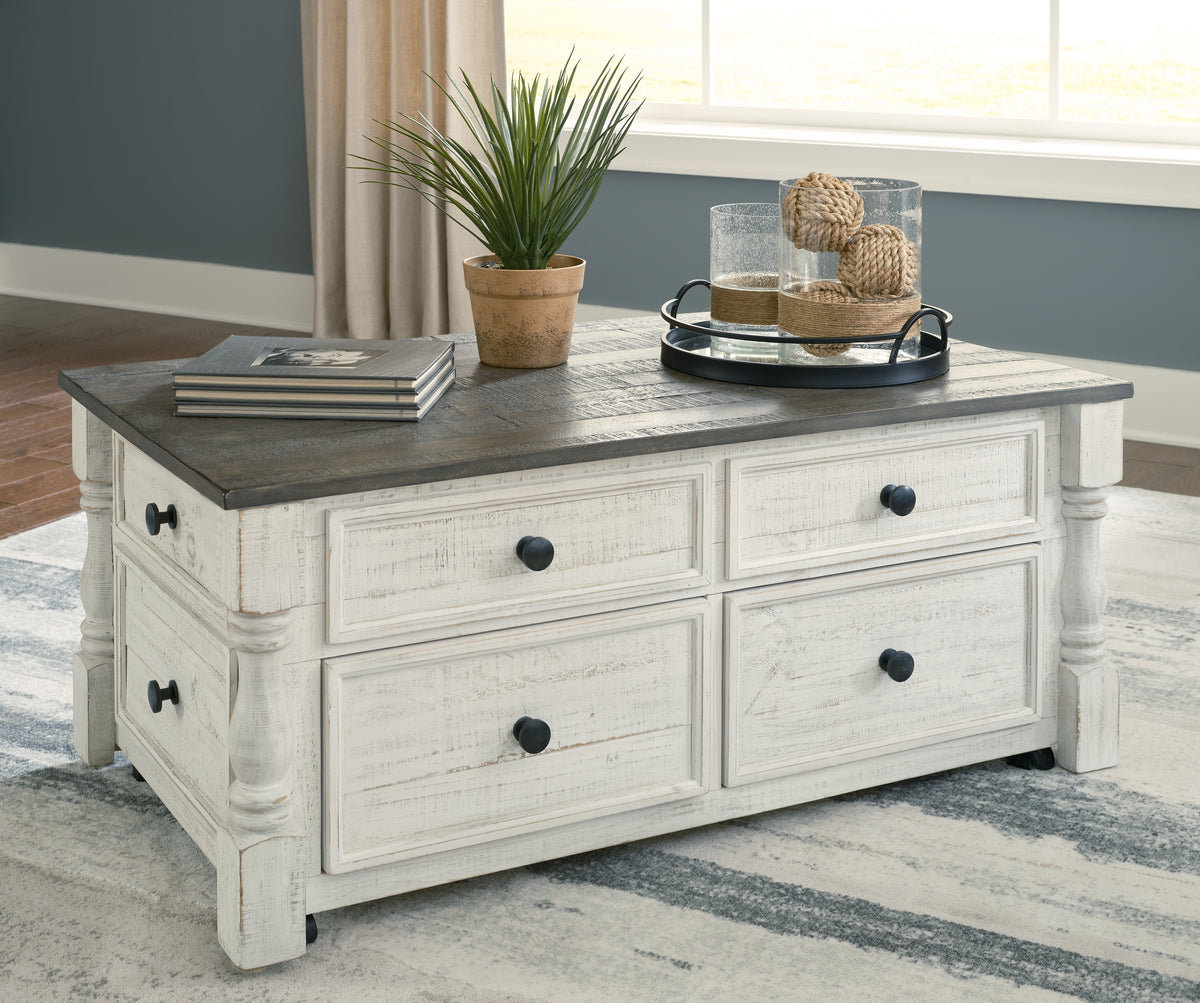 Prime Furniture - Ashley Furniture - Havalance Lift-Top Coffee Table - Lift Top Cocktail Table / White/Gray - T994-20