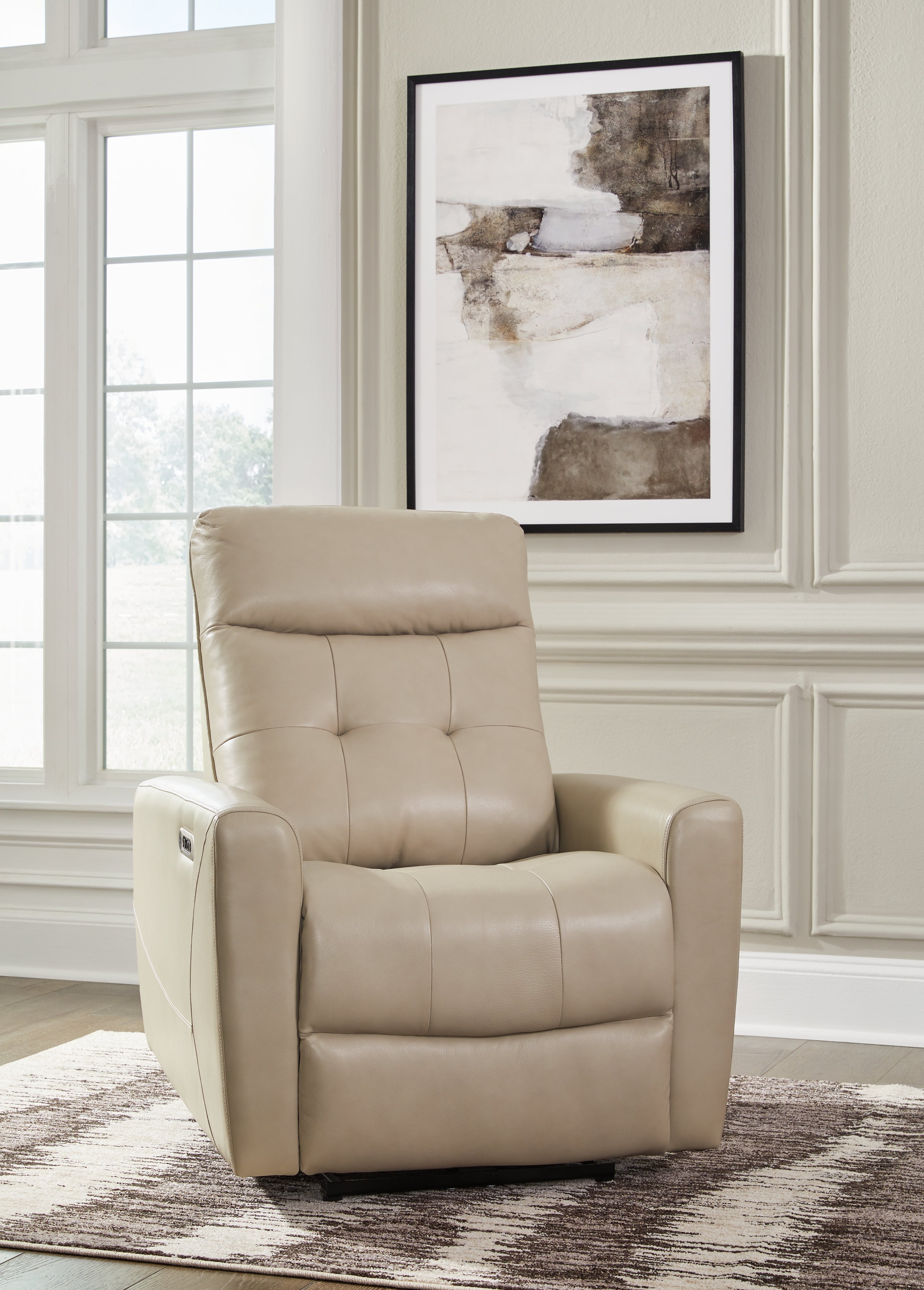 Prime Furniture - Ashley Furniture - Pisgham Living Room - PWR Recliner/ADJ Headrest / Sand - U1050313