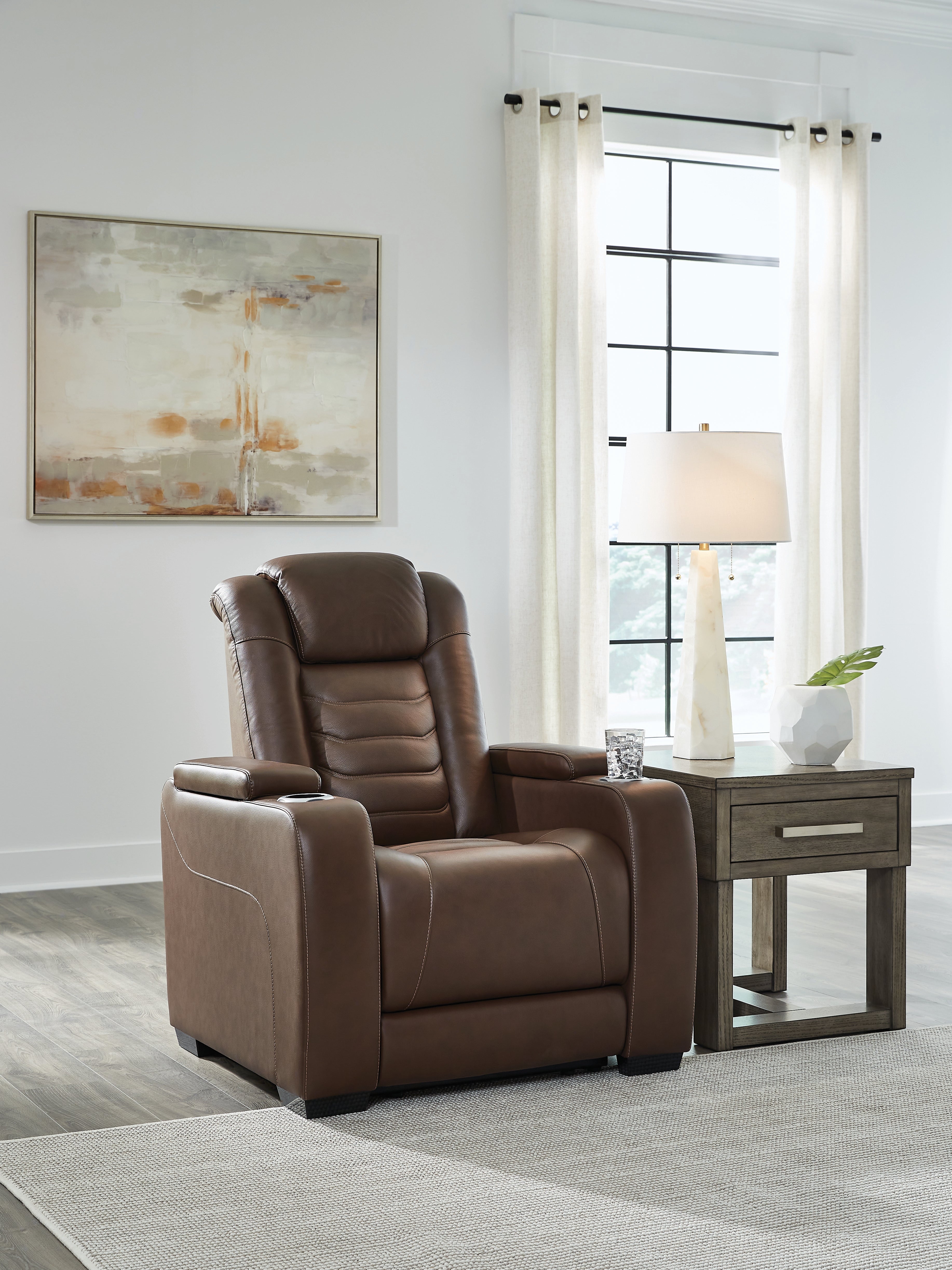 Prime Furniture - Ashley Furniture - High Impact Living Room - PWR Recliner/ADJ Headrest / Tobacco - U1060113