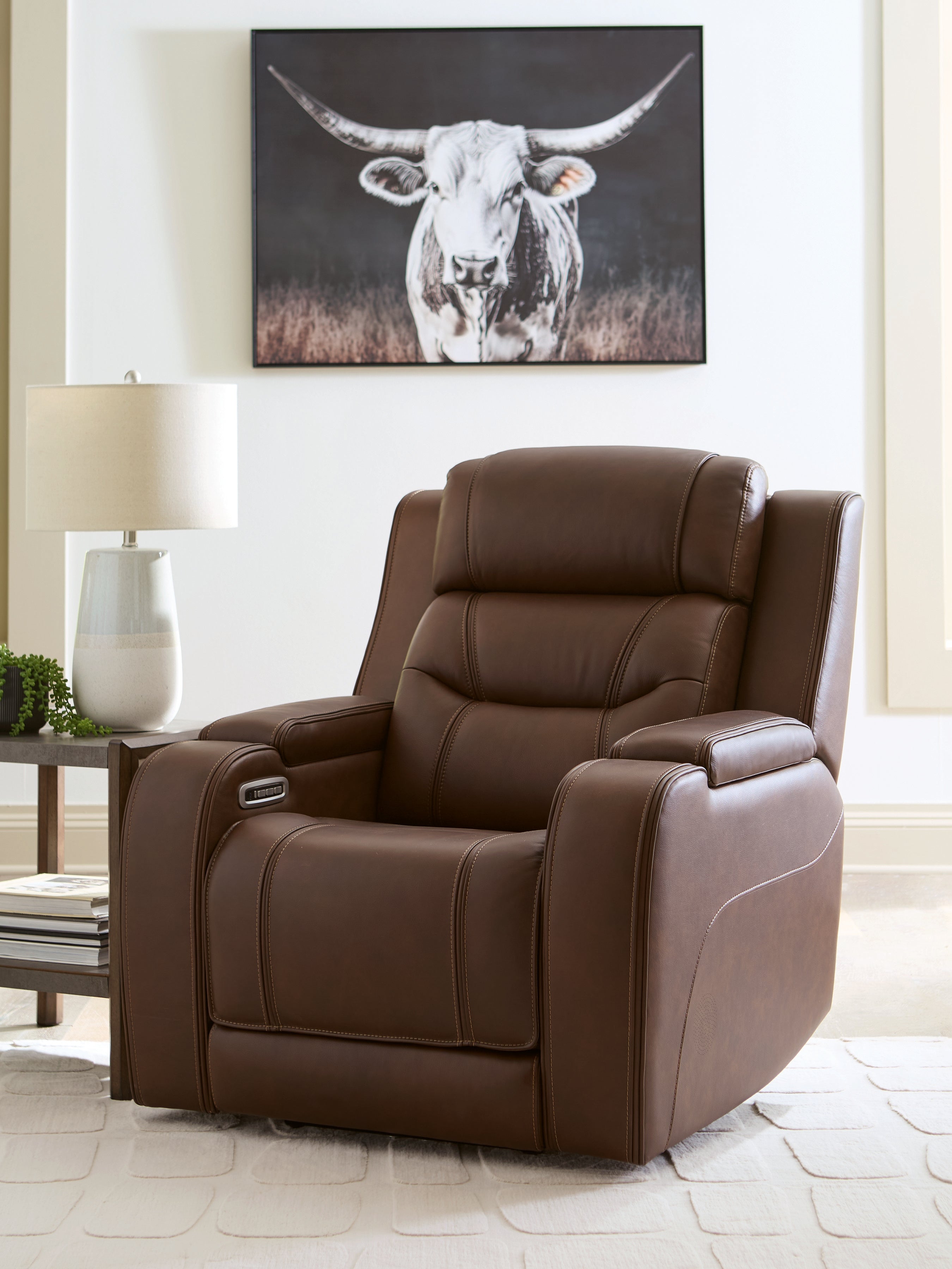 Prime Furniture - Ashley Furniture - Knightington Living Room - Power Recliner w/Audio Seating / Brown - PCU1160213A