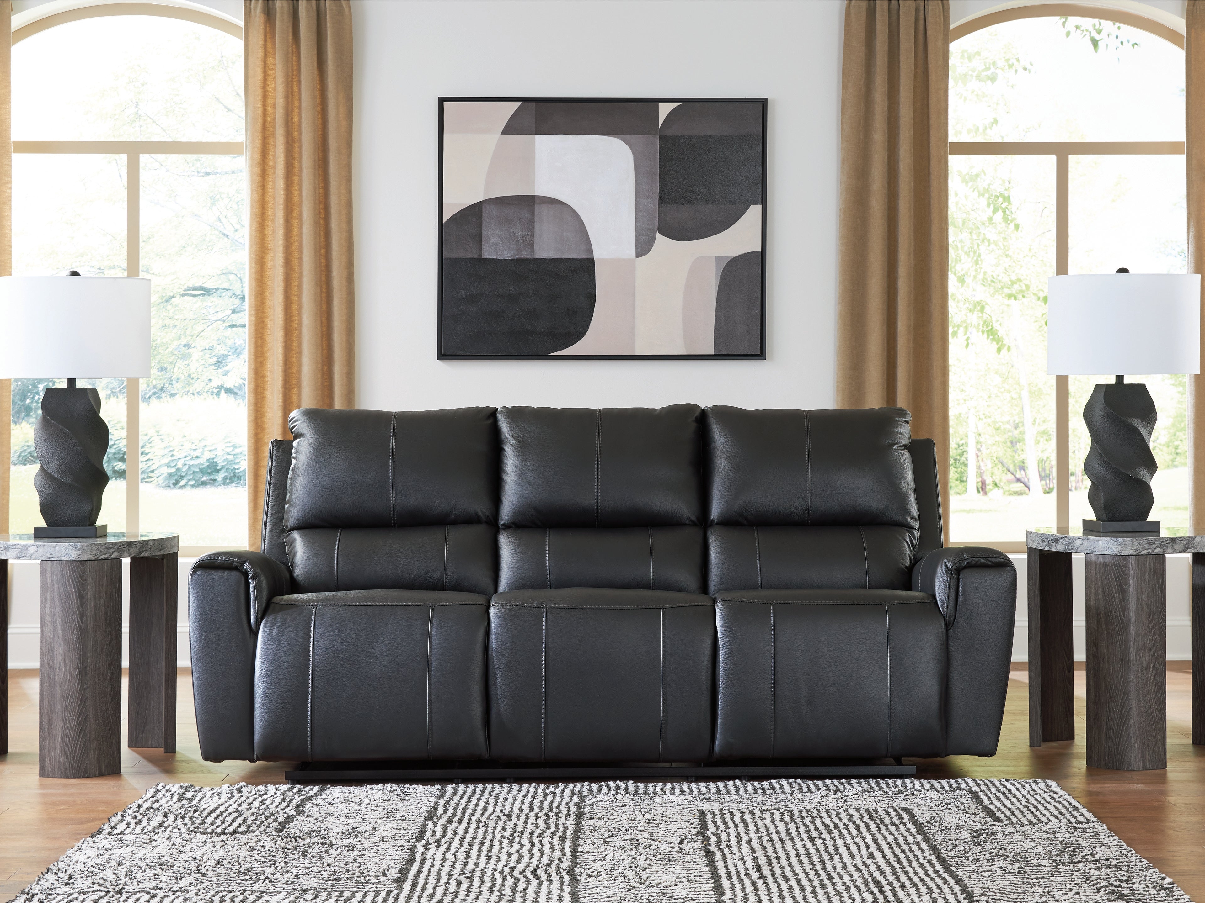 Prime Furniture - Ashley Furniture - Glossmore Living Room - Reclining Sofa / Black - PCU1170088