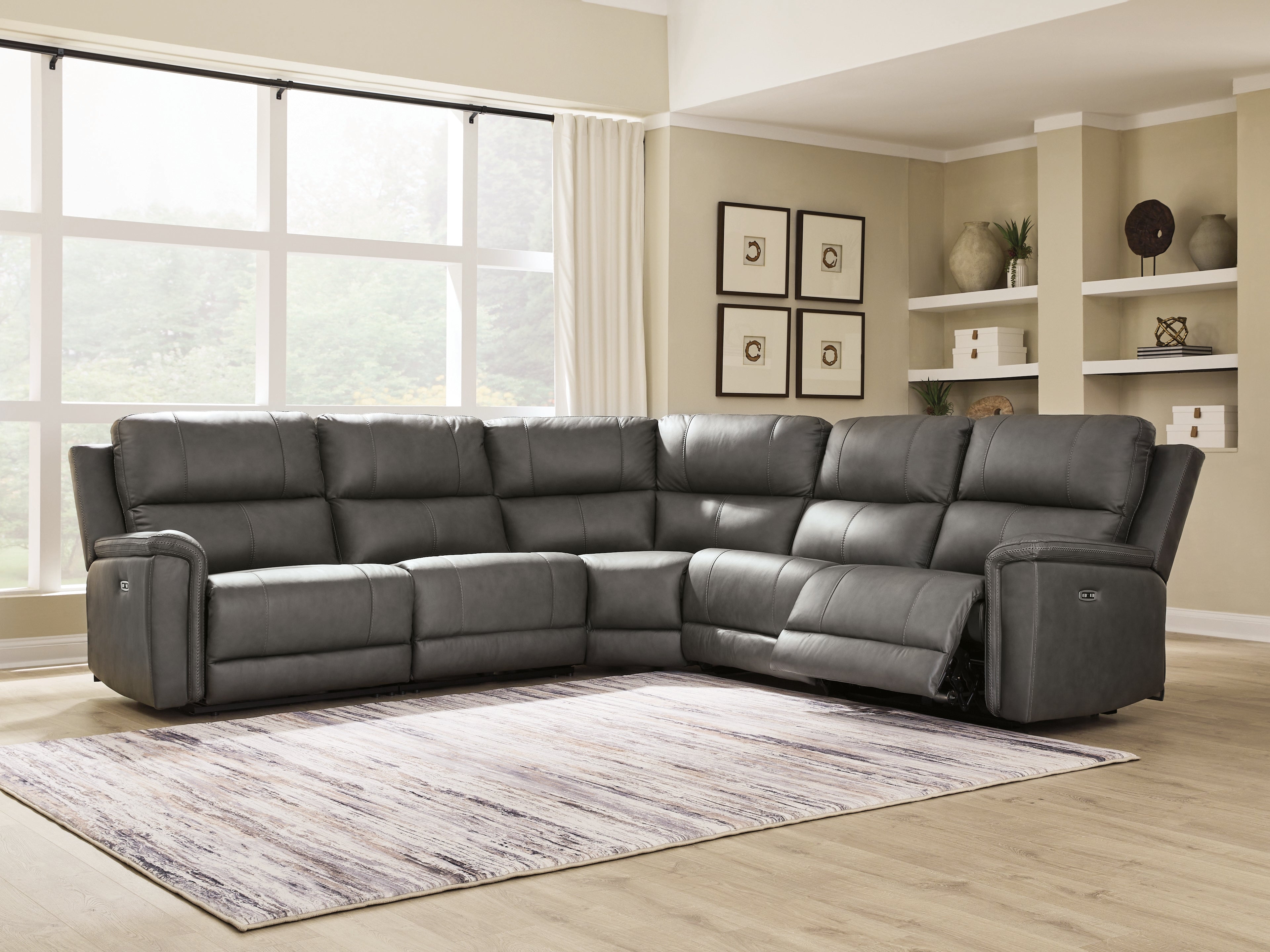 Prime Furniture - Ashley Furniture - Bleckley Sectional - 5-Piece Power Reclining Sectional / Anchor - PCU12000S4